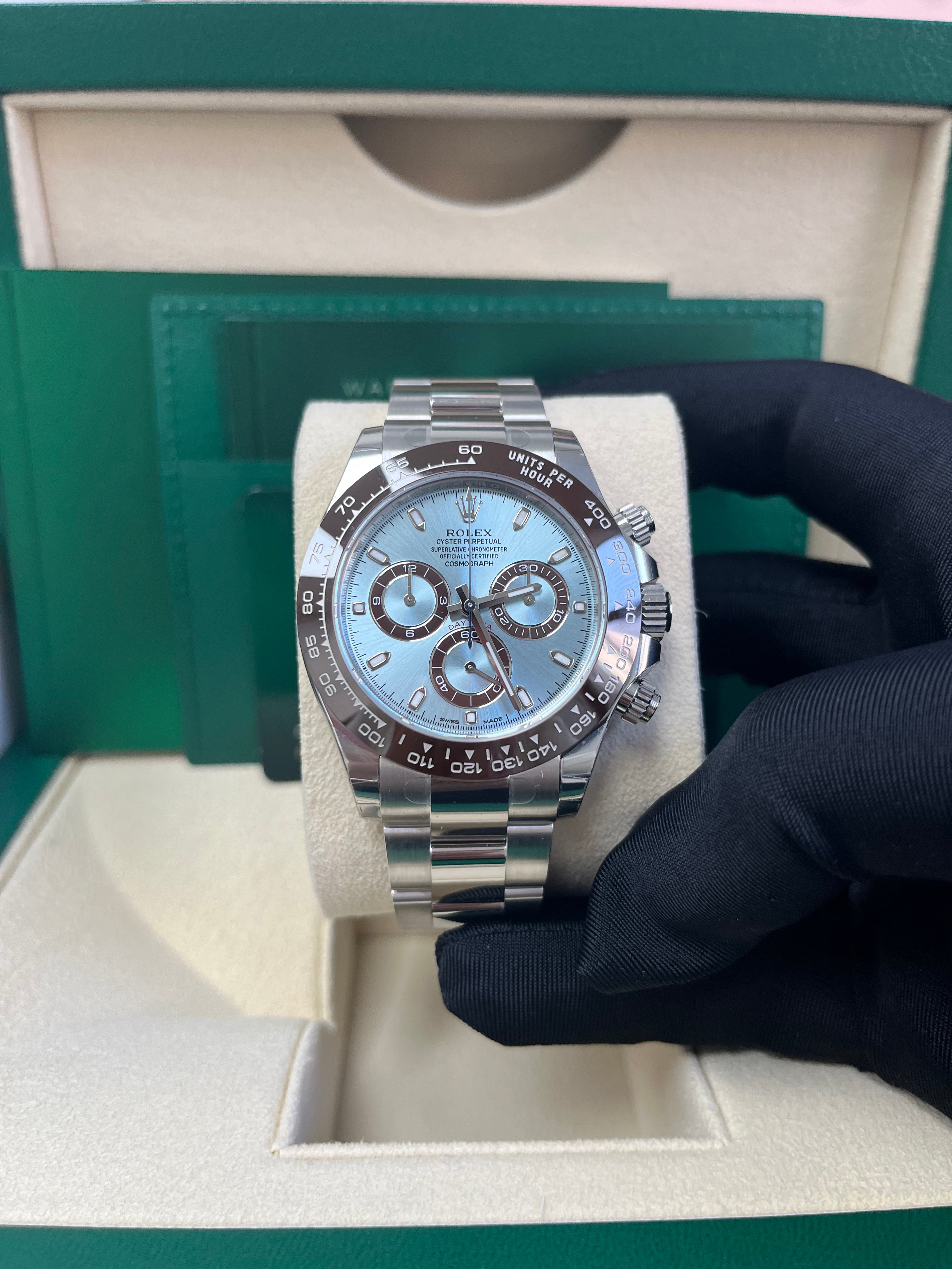 Rolex 950 Platinum Cosmograph Daytona 40 Watch - Ice Blue Index Dial (Ref # 116506)