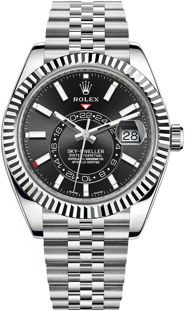 Rolex White Rolesor Sky-Dweller Black Index Dial Jubilee Bracelet (Ref# 326934)