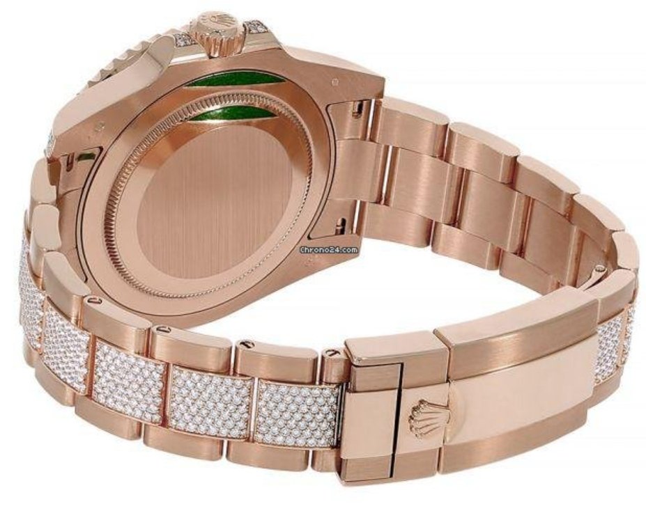 Rolex GMT-Master II Everose Gold/ Full Diamond Paved Dial/ Bracelet Sapphire & Ruby (Ref# 126755SARU)