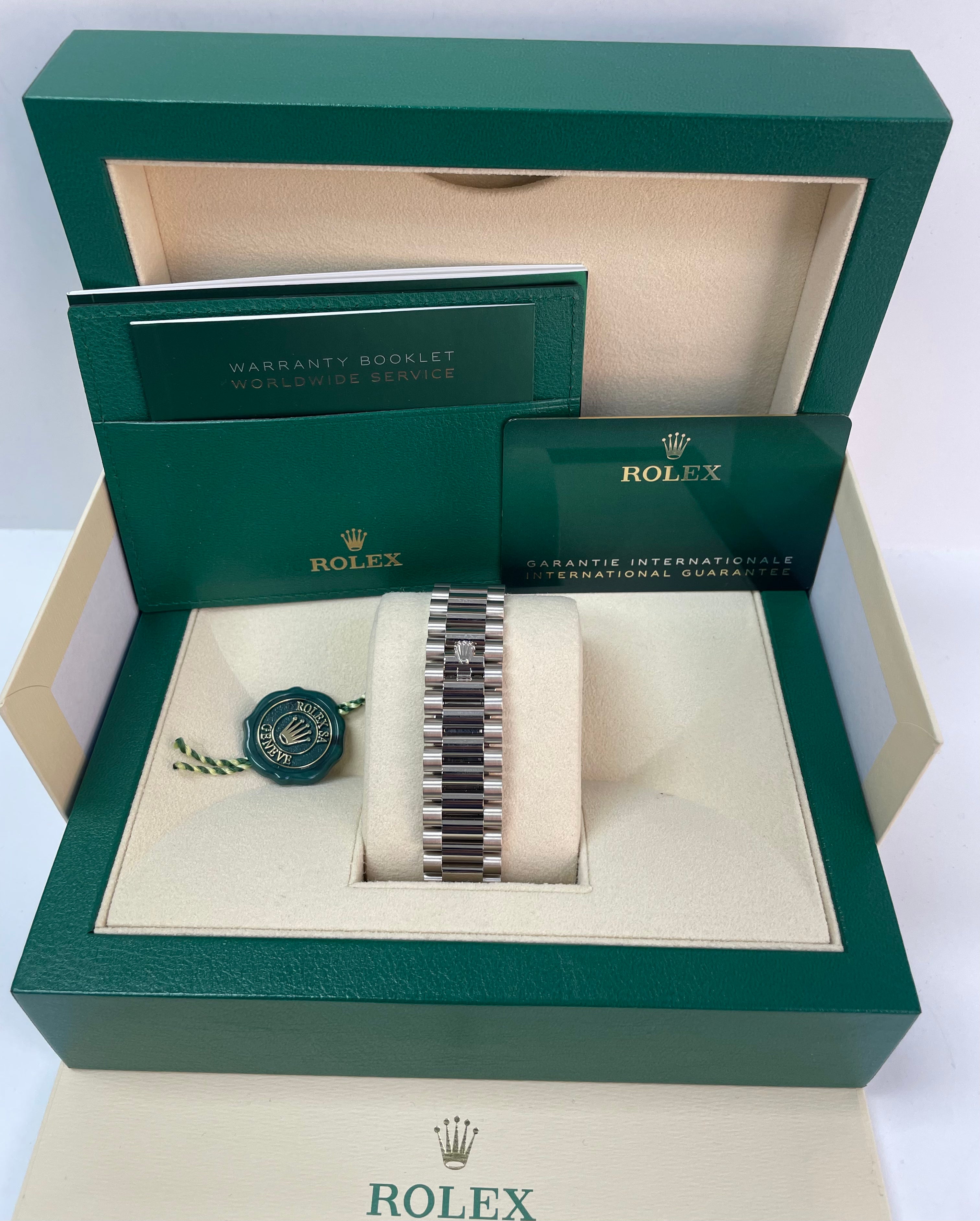 Rolex Day-Date 40 White Gold - White Roman Dial - Fluted Bezel - President Bracelet (Ref: 228239)