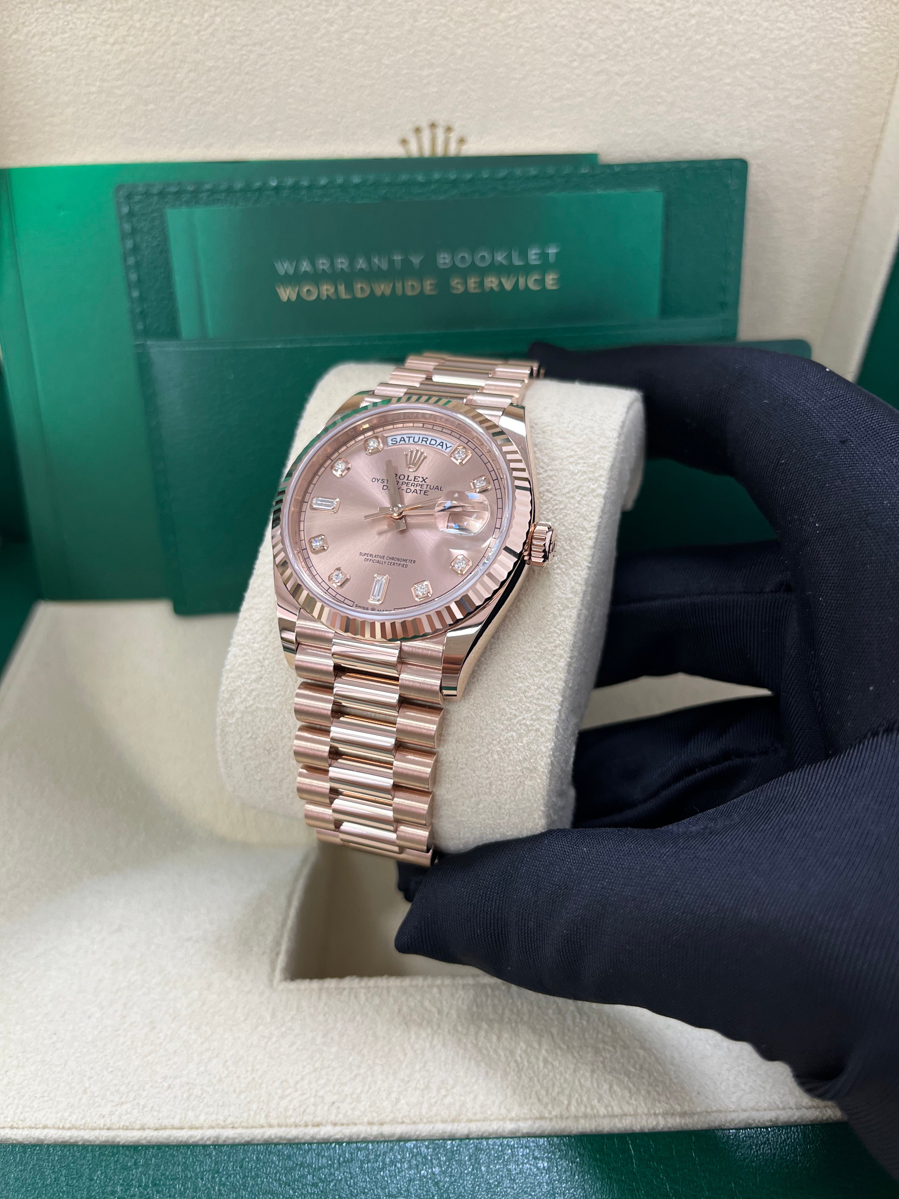 Rolex Day-Date 36 Everose Gold Day-Date 36 Watch - Fluted Bezel - Ros�� Diamond Dial - President 128235