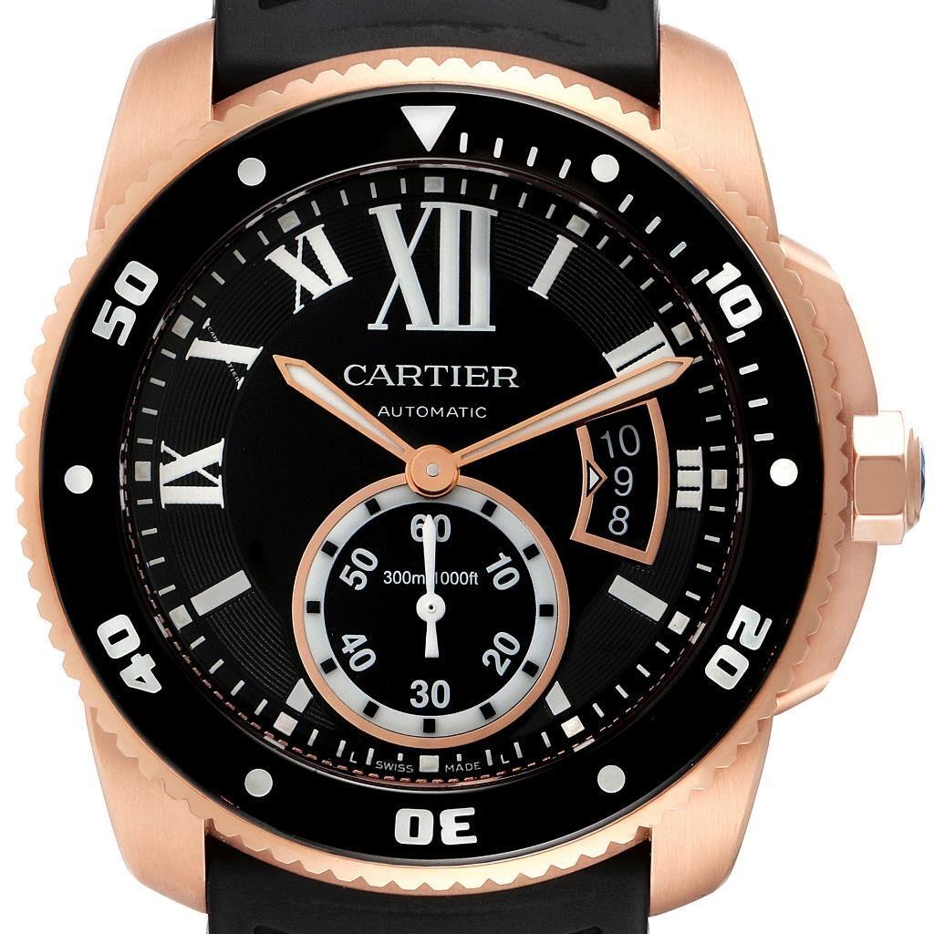 Cartier Calibre de Cartier Diver Rose Gold Black Dial W7100052