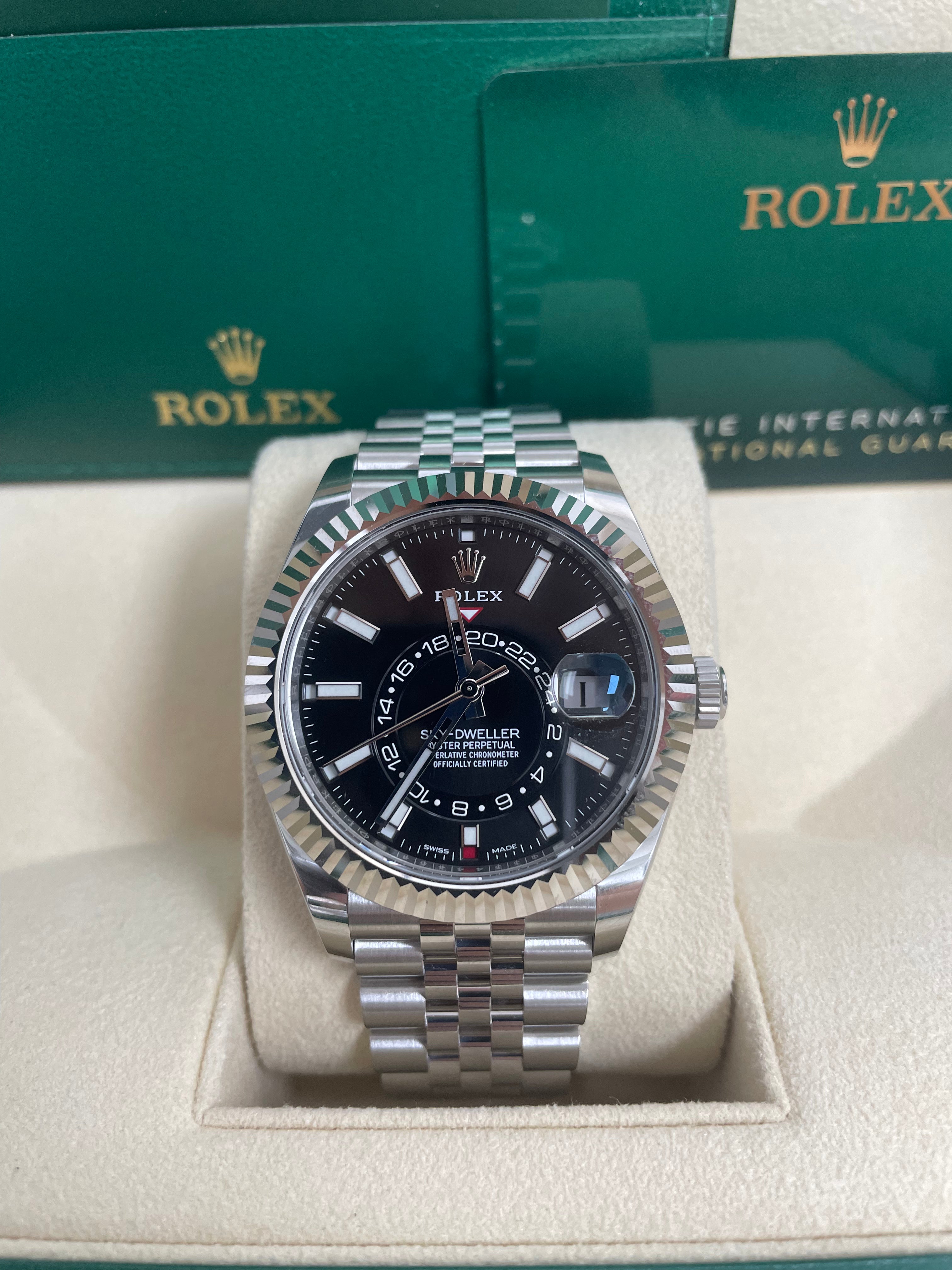 Rolex White Rolesor Sky-Dweller Black Index Dial Jubilee Bracelet (Ref# 326934)