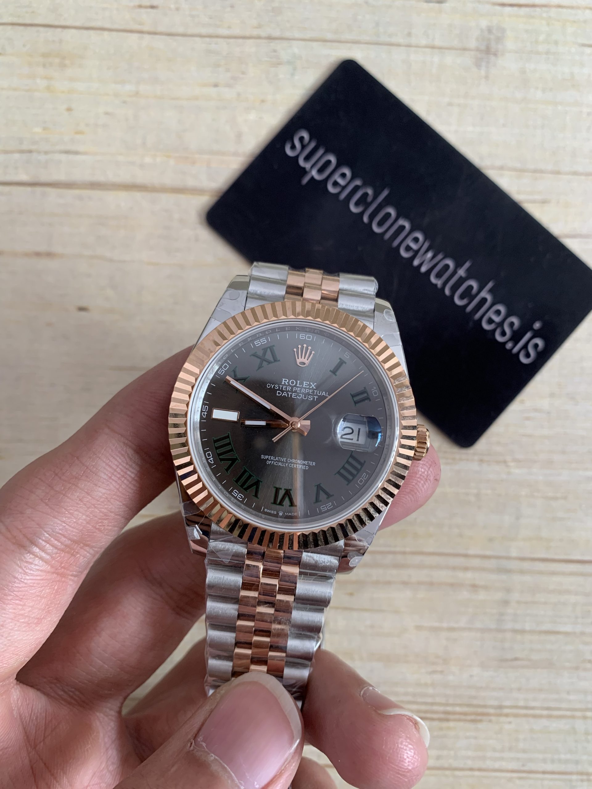 Rolex Datejust Wimbledon Ref.126331 Rose Gold Swiss Clone Movement High Quality Copy