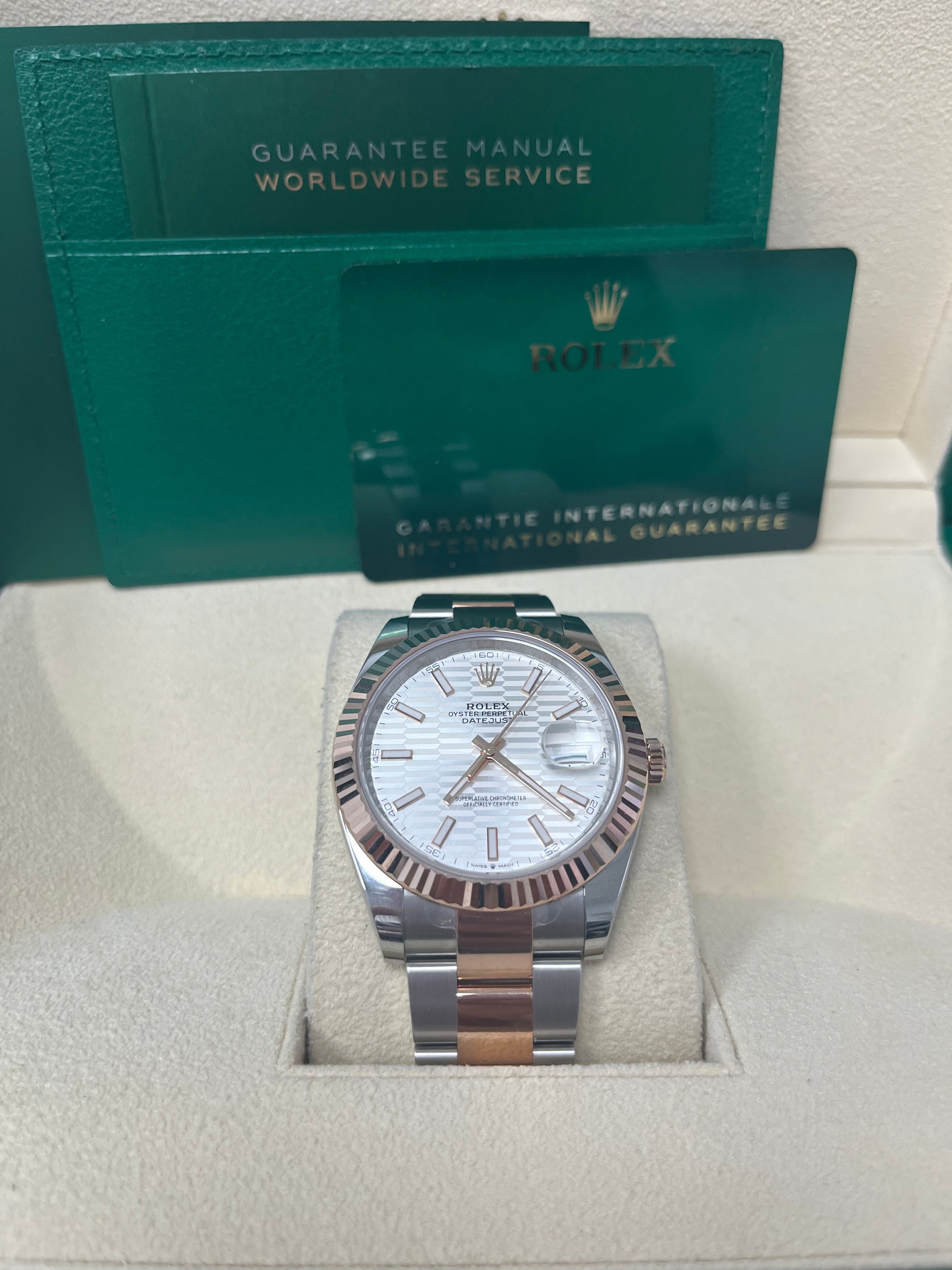 Rolex Datejust 41 Rose Gold Datejust 41 Fluted Bezel - Silver Fluted Motif Dial - Oyster Bracelet 126331