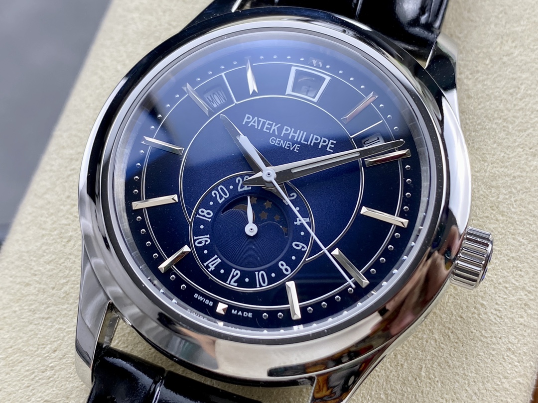 Patek Philippe Complications 18k White Gold 5205G-013 with Blue Sunburst dial Watch