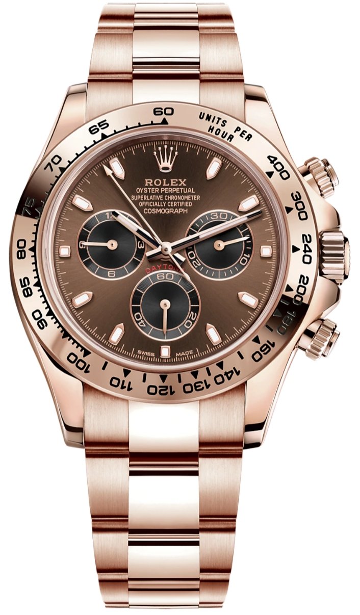 Rolex Everose Gold Cosmograph Daytona 40 Watch - Chocolate and Black Index Dial (Ref # 116505 chocbki)