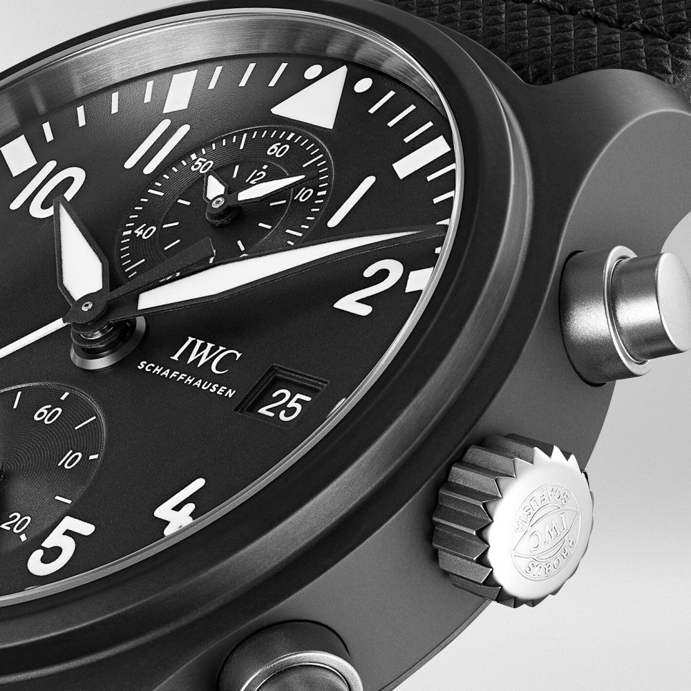 IWC Schaffhausen IW389001 Pilot's Watch Chronograph Top Gun Black Arabic Ceramic Black Leather 44mm Automatic- IW389001