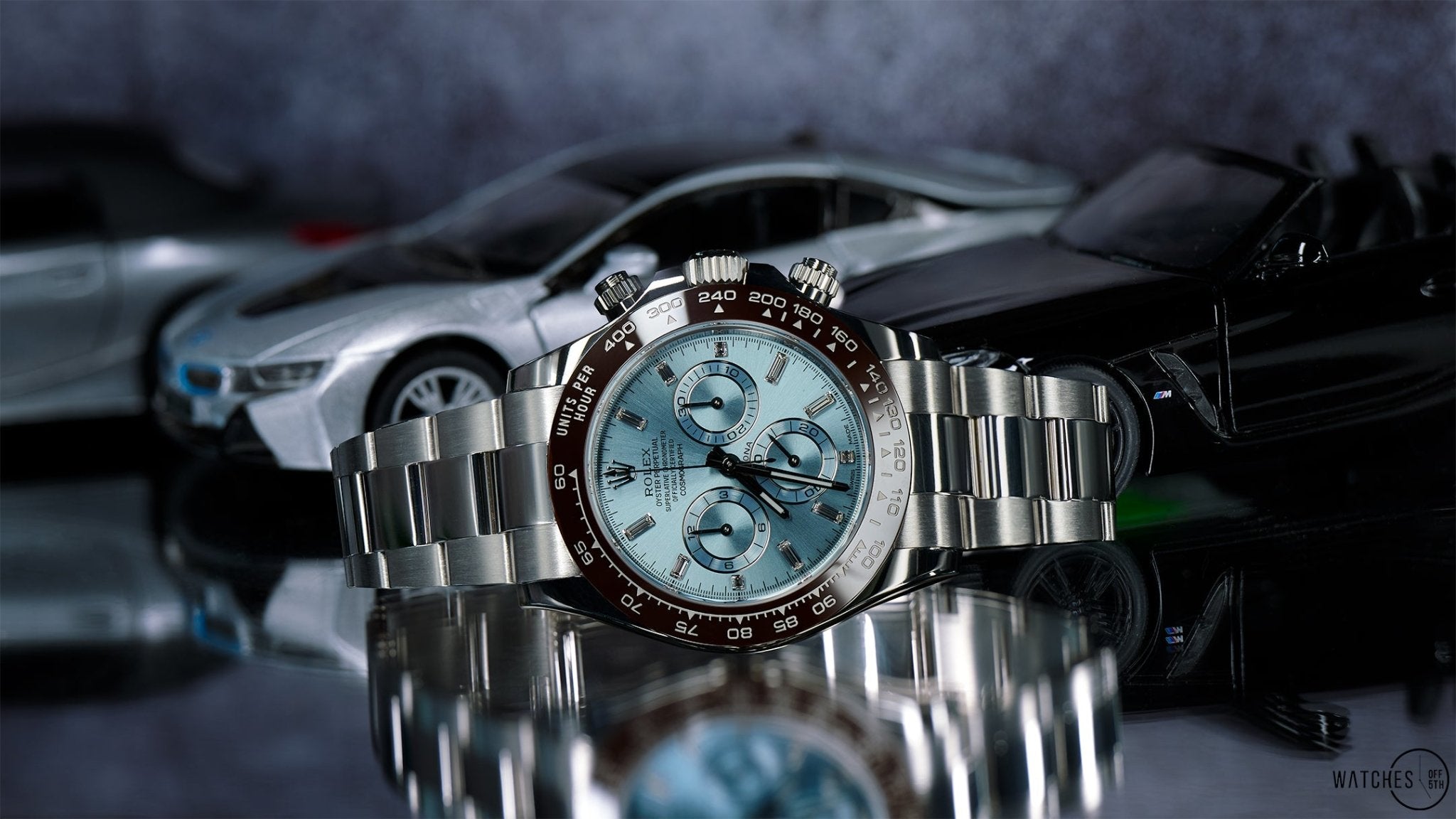 Rolex Daytona Platinum 40mm Ice Blue Diamond Baguette Dial (Ref # 116506)