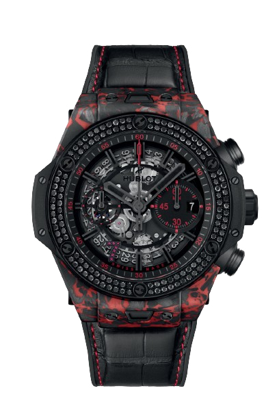 HUBLOT BIG BANG UNICO RED CARBON BLACK DIAMONDS LAS VEGAS BOUTIQUE 44MM