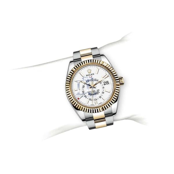 Rolex Sky-Dweller Automatic Men's 18kt Yellow Gold White Dial Oyster Watch 330933-0009