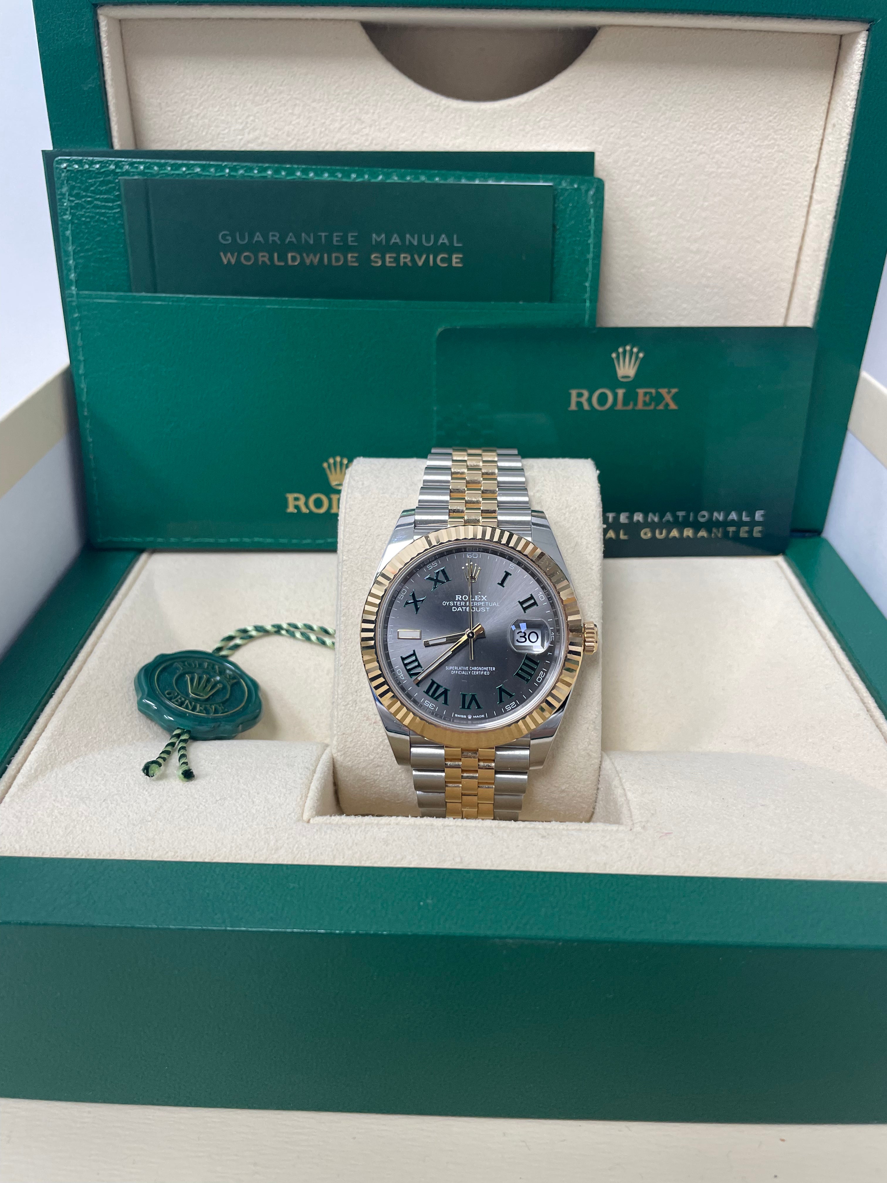 Rolex Datejust 41 Two-Tone Yellow Gold & Stainless Steel - Grey Slate Roman Wimbledon Dial - Fluted Bezel - Jubilee Bracelet (Ref# 126333)