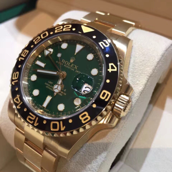Rolex GMT-Master II Yellow Gold Automatic Green Dial Men's Watch 116718-LN-78208