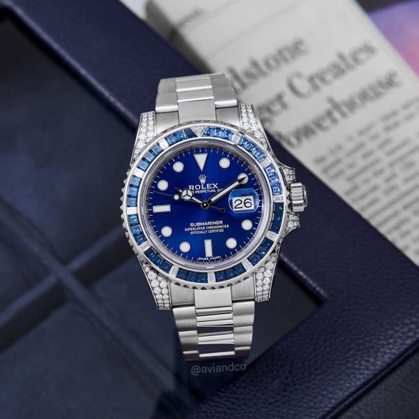 Rolex Submariner Date 116659 SABR 18k White Gold Diamonds Sapphires UNWORN