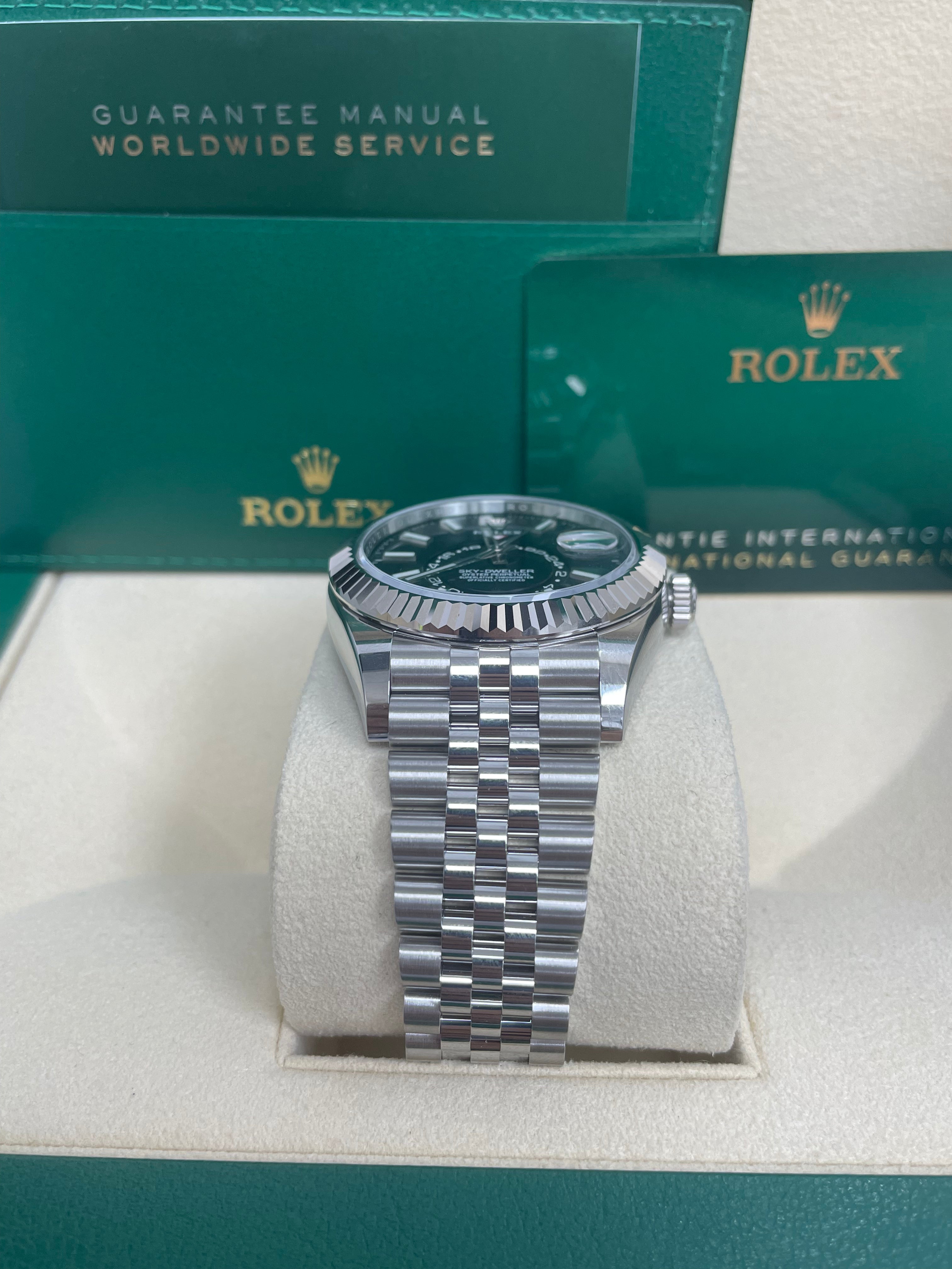 Rolex White Rolesor Sky-Dweller Black Index Dial Jubilee Bracelet (Ref# 326934)
