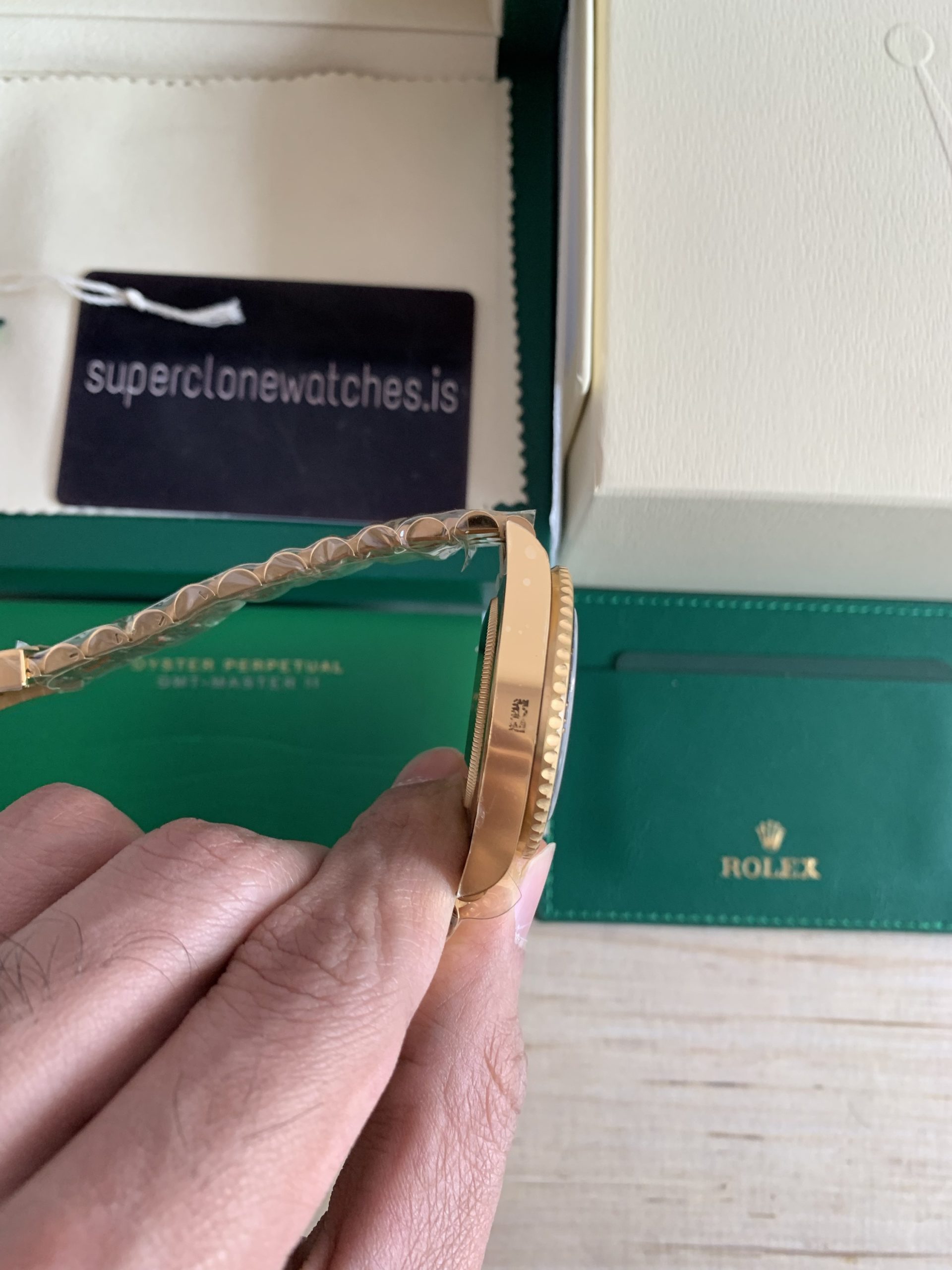 Rolex GMT Master 2 Gold Jubilee 126718GRNR Replica 3285 Clone Movement