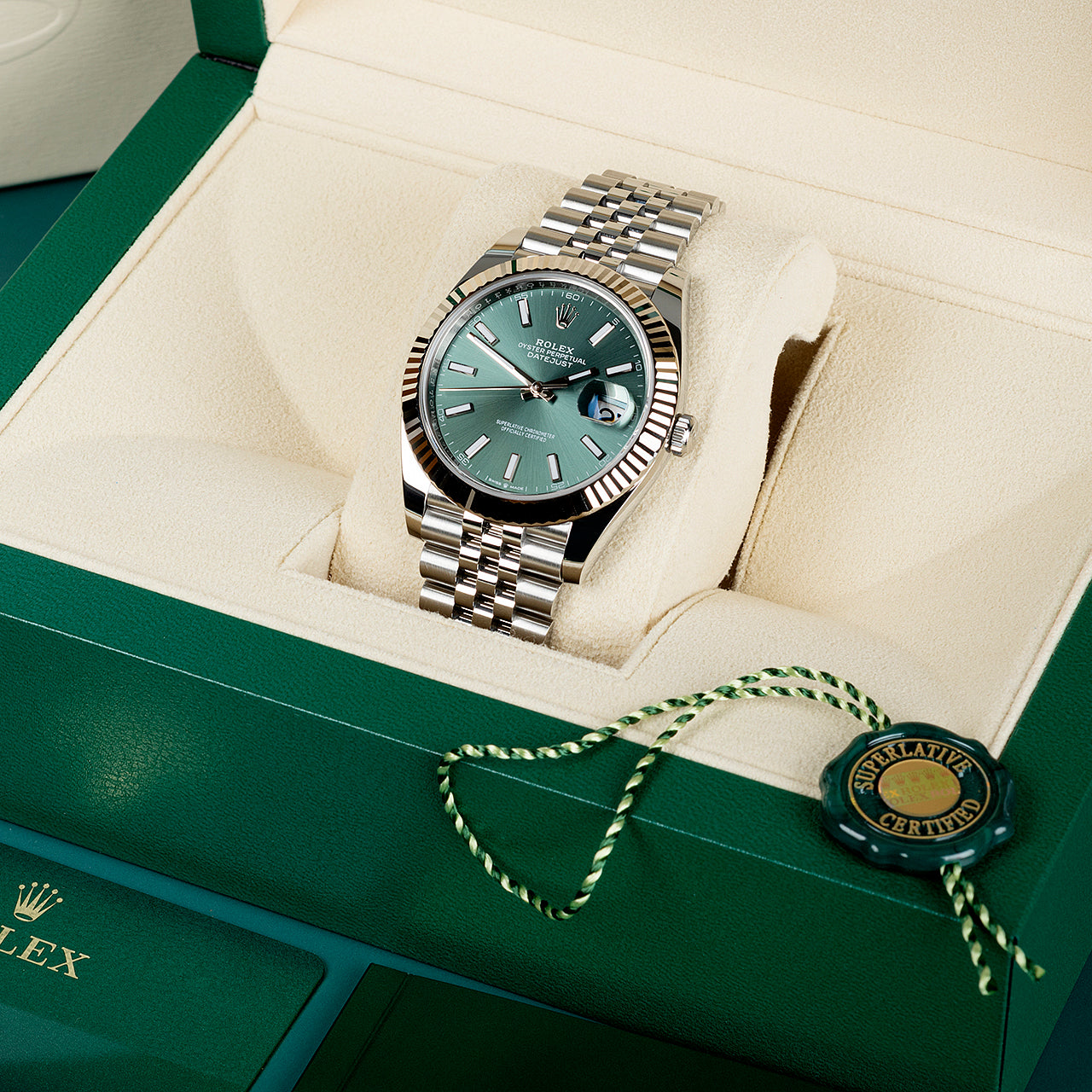 Rolex Datejust 41'Mint Green' 126334 Steel & White Gold