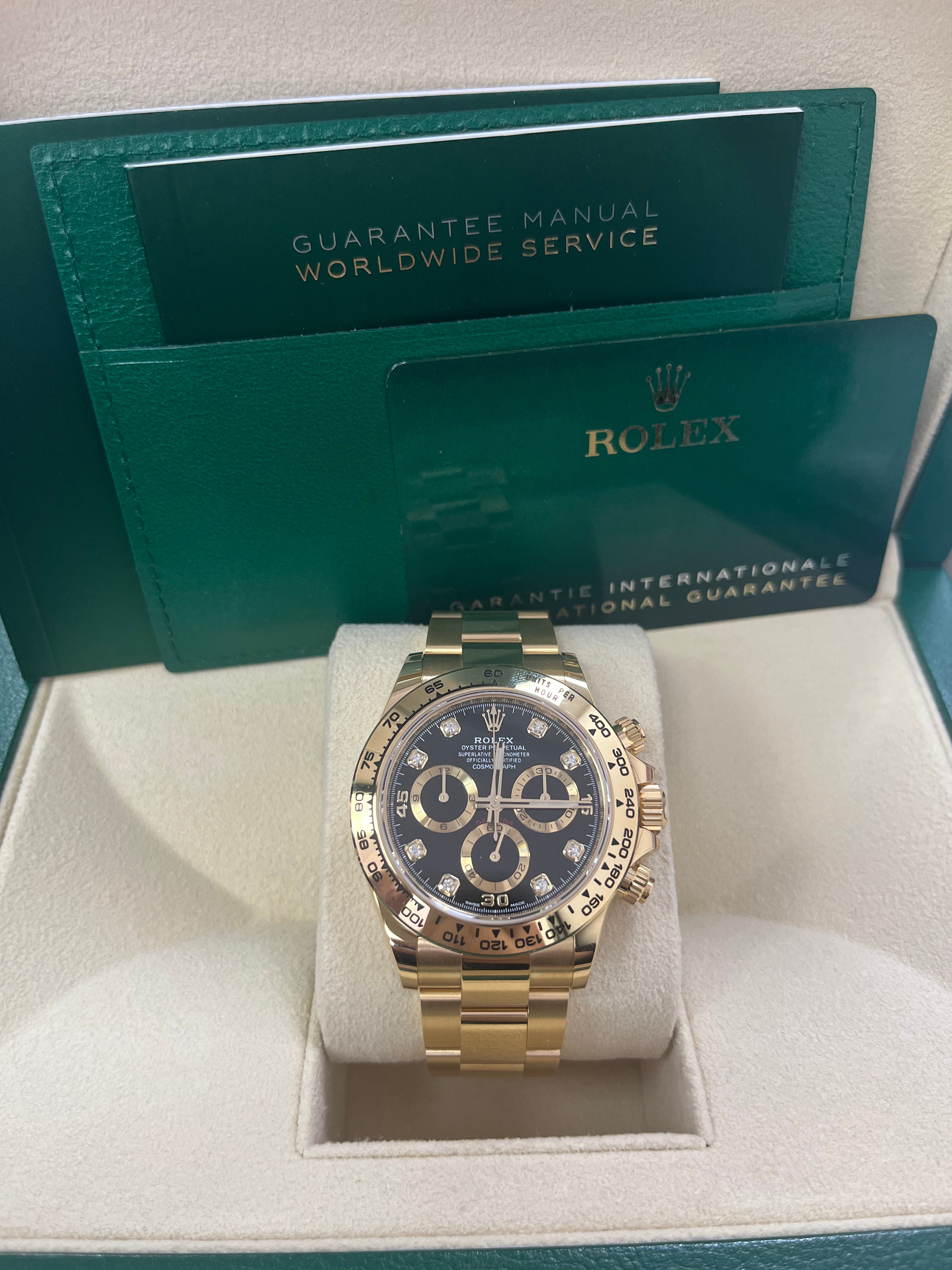 Rolex Daytona Yellow Gold Cosmograph Daytona 40 Watch - Black Diamond Dial 116508
