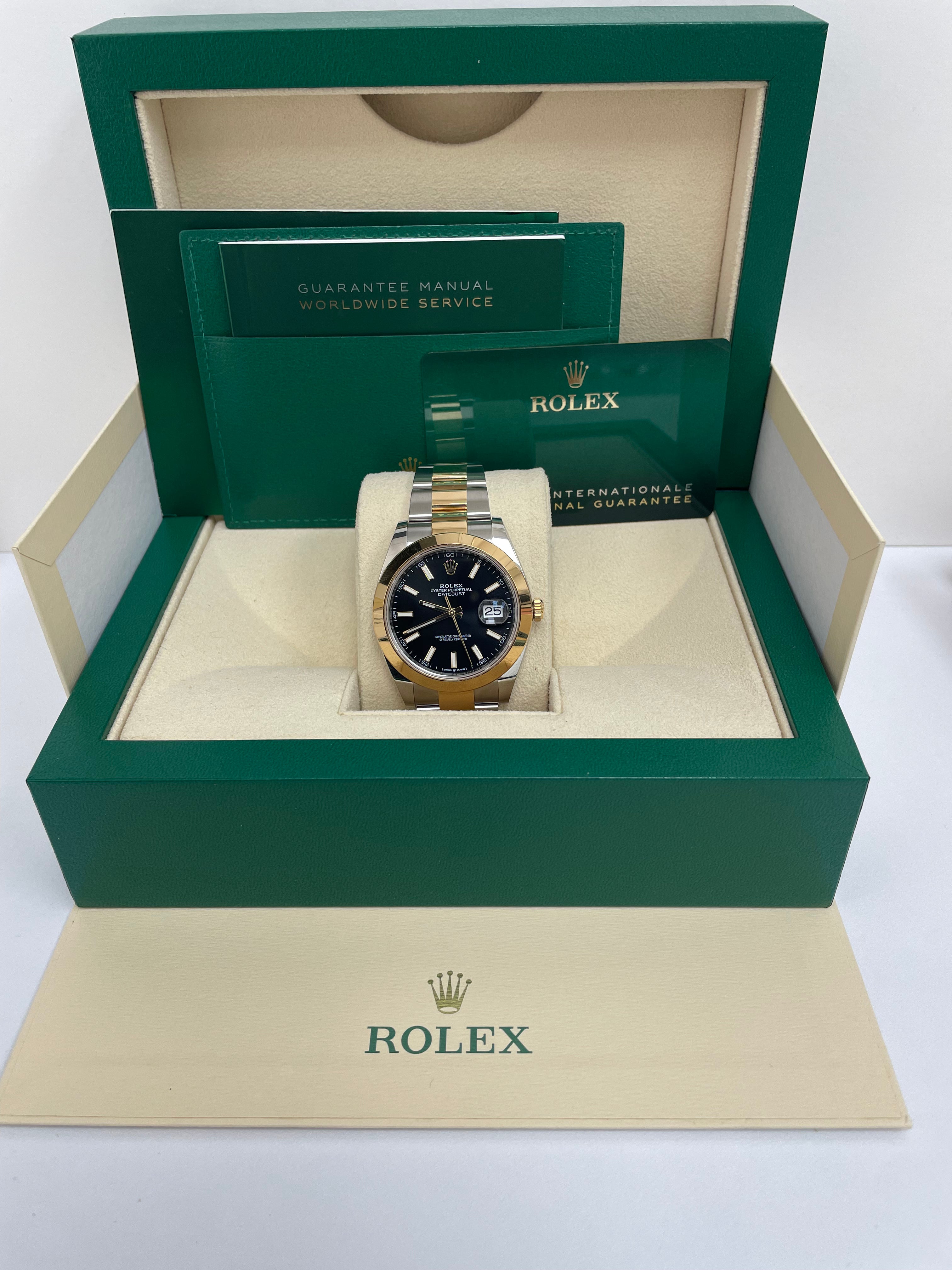 Rolex Steel and Yellow Gold Rolesor Datejust 41 Smooth Bezel Black Index Dial Oyster Bracelet (REF#126303)
