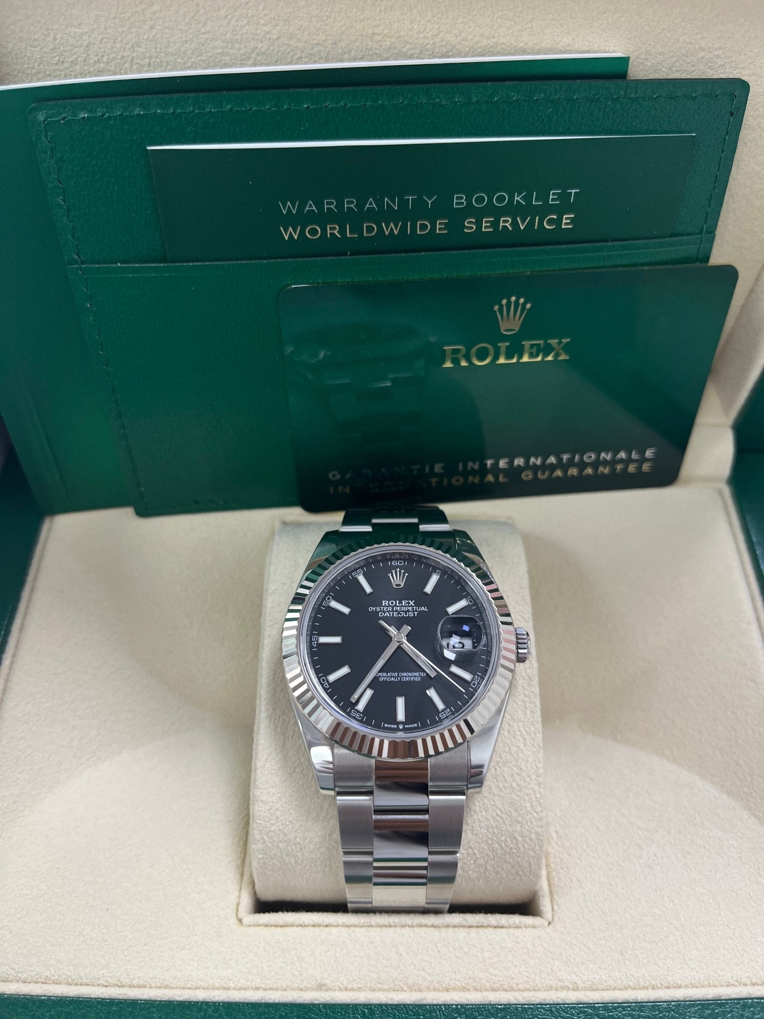 Rolex Datejust 41 Stainless Steel & White Gold - Black Index Dial - Fluted Bezel (Ref# 126334)
