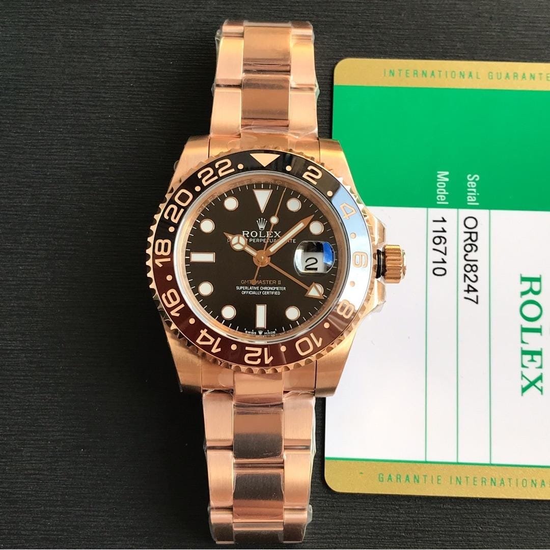Rolex GMT Master II Rootbeer Rose Gold Swiss 3285 Movement Clone
