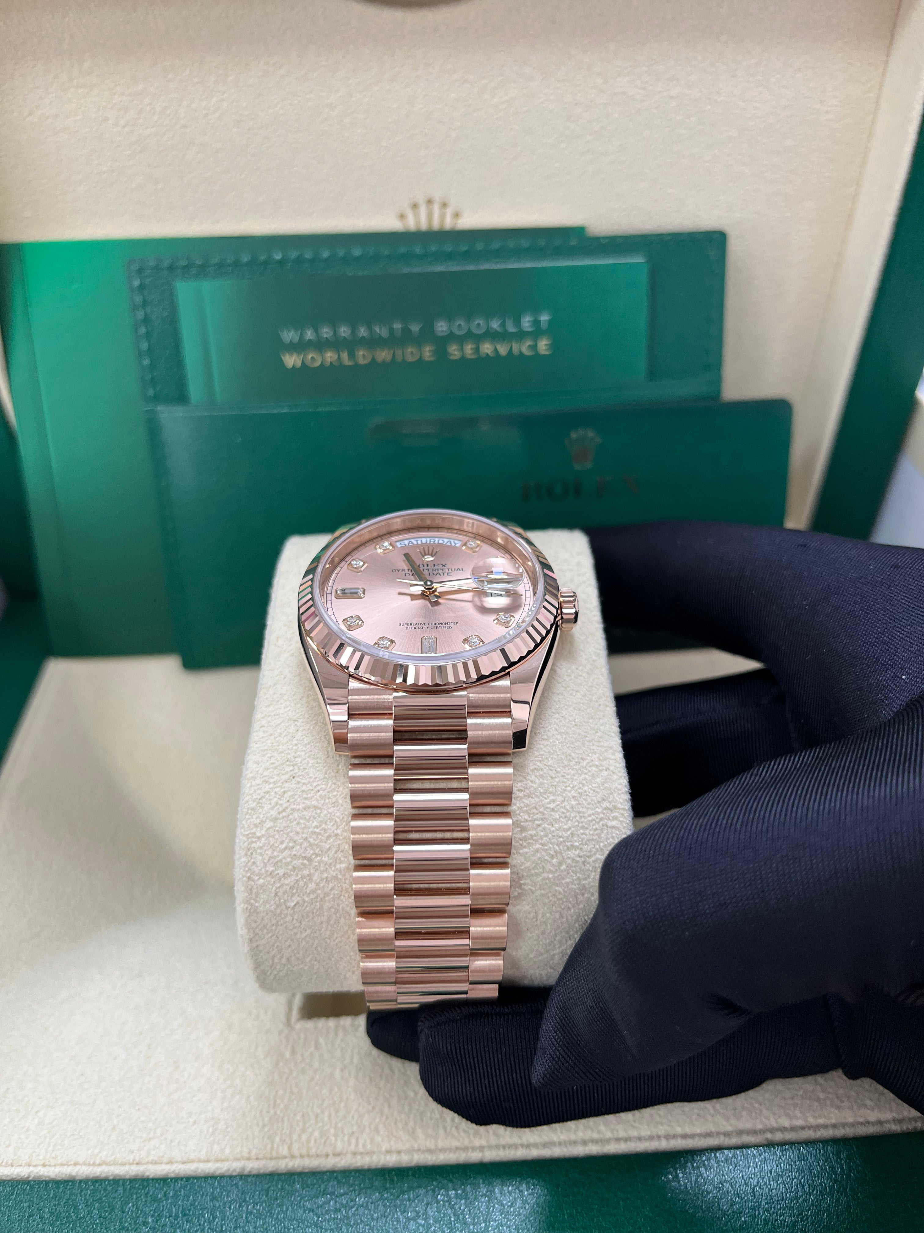 Rolex Day-Date 36 Everose Gold Day-Date 36 Watch - Fluted Bezel - Ros�� Diamond Dial - President 128235