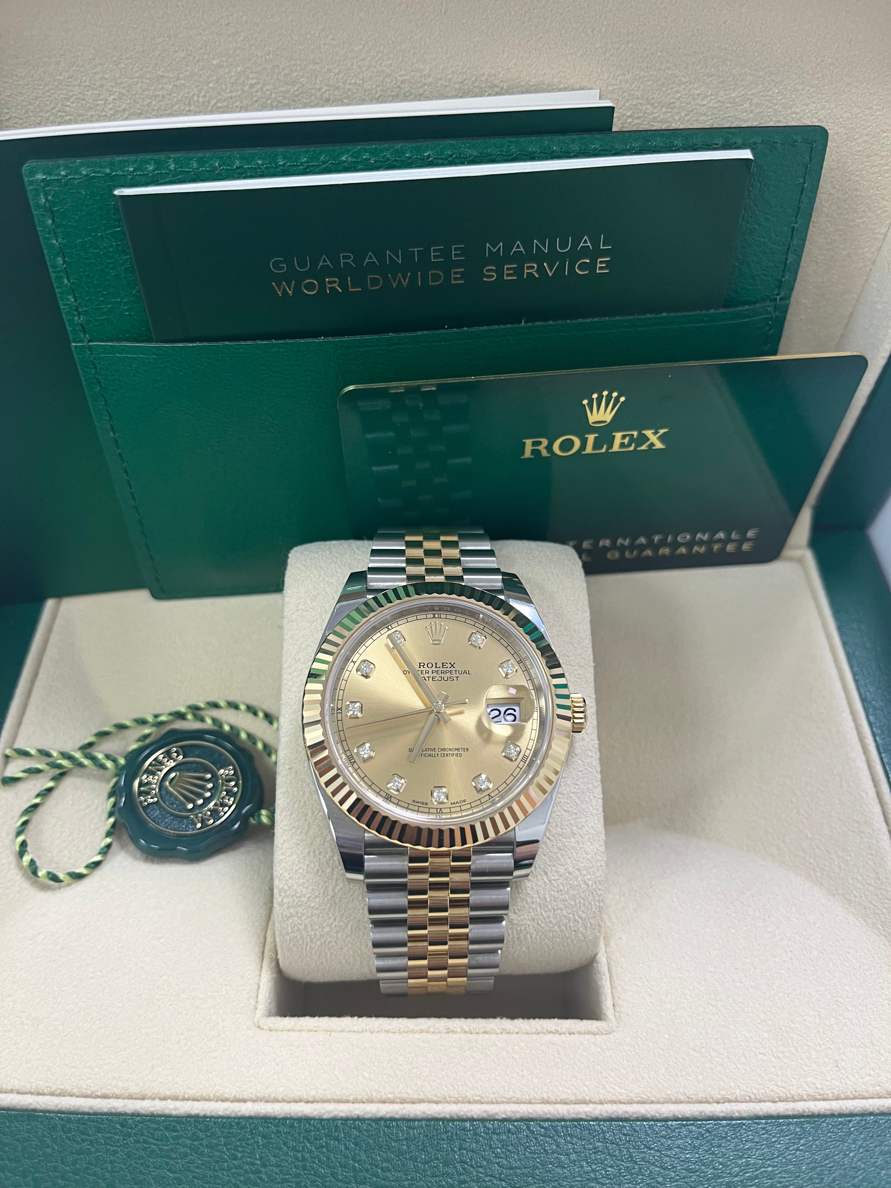 Rolex Datejust 41 Champagne Diamond Dial Steel & Yellow Gold 126333