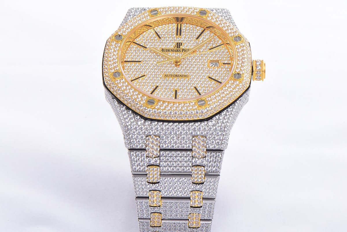 Audemars Piguet Royal Oak Selfwinding 41 mm, Yellow Gold/Silver/Gem Set Ref. 15400SR.OO.1220SR.01