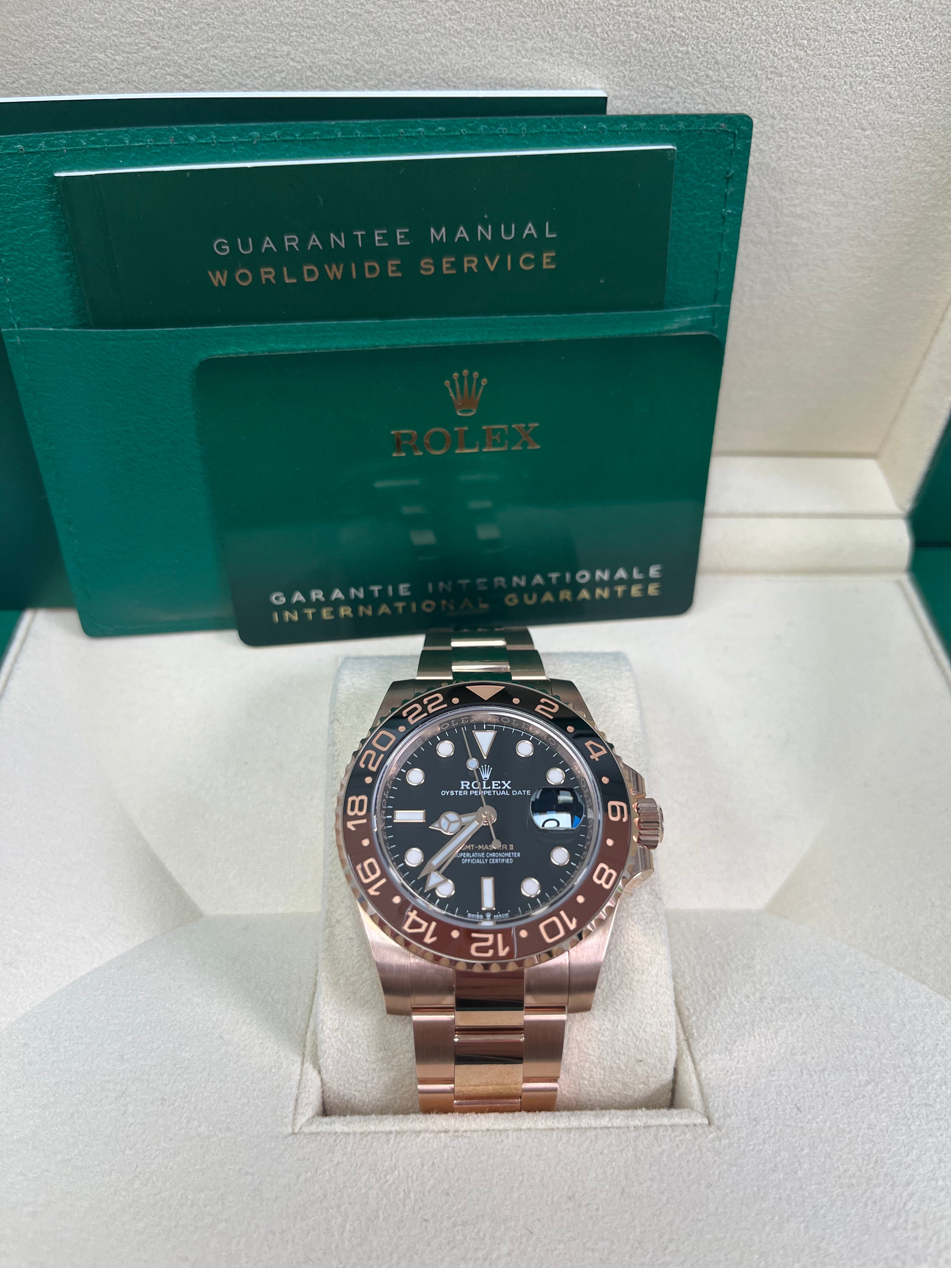 Rolex GMT-Master II 18K Everose Rose Gold - The Rootbeer- Black and Brown Bezel - Oyster Bracelet (Ref# 126715CHNR)
