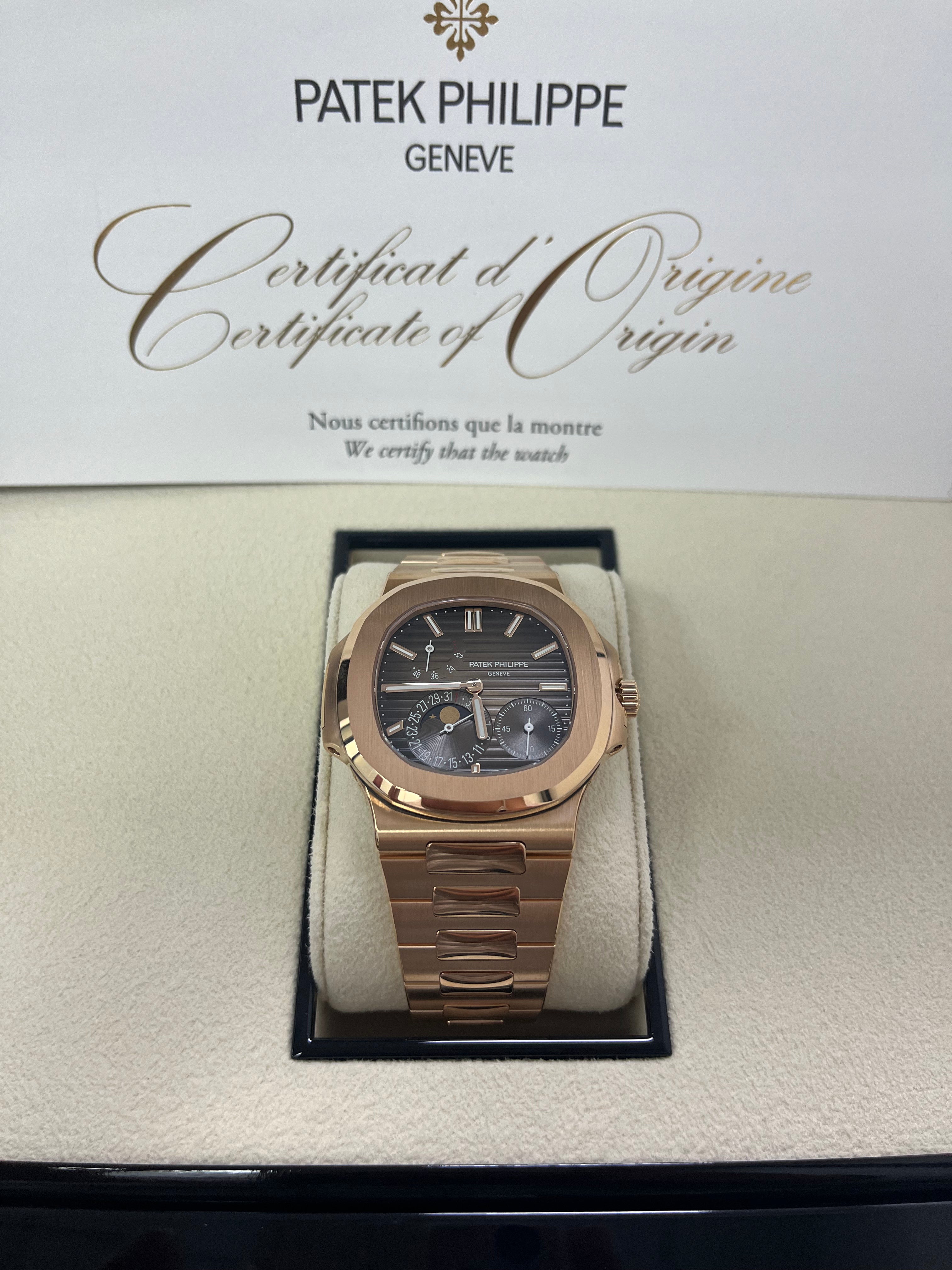 (Top version 1:1)Patek Philippe Nautilus Rose Gold 40mm Brown Black Dial 5712/1R-001