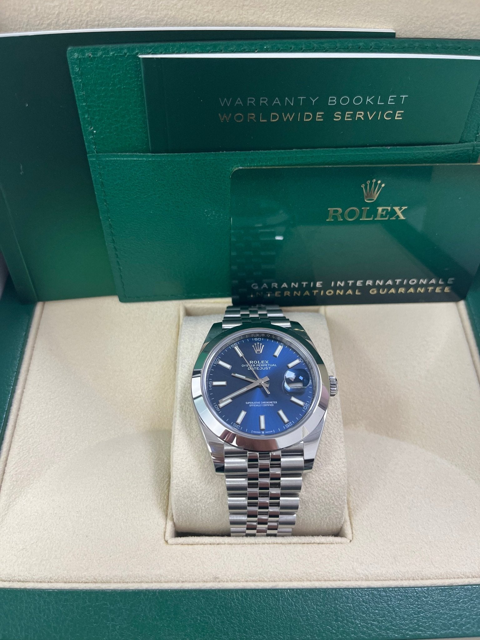 Rolex Datejust 41/ Stainless Steel/ Blue Index Dial/ Smooth Bezel/ Jubilee Bracelet (Ref# 126300)
