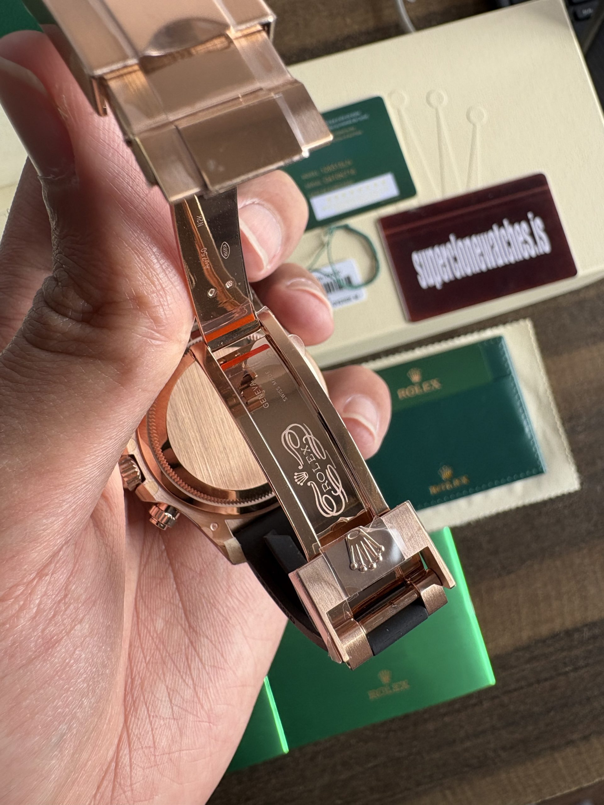 Rolex Daytona Rose Gold Oysterflex Black Dial Best Super clone