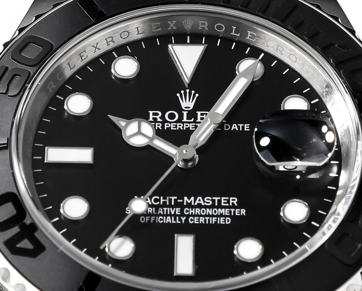 Rolex White Gold Yacht-Master 40 Watch - Black Dial - Oysterflex Strap