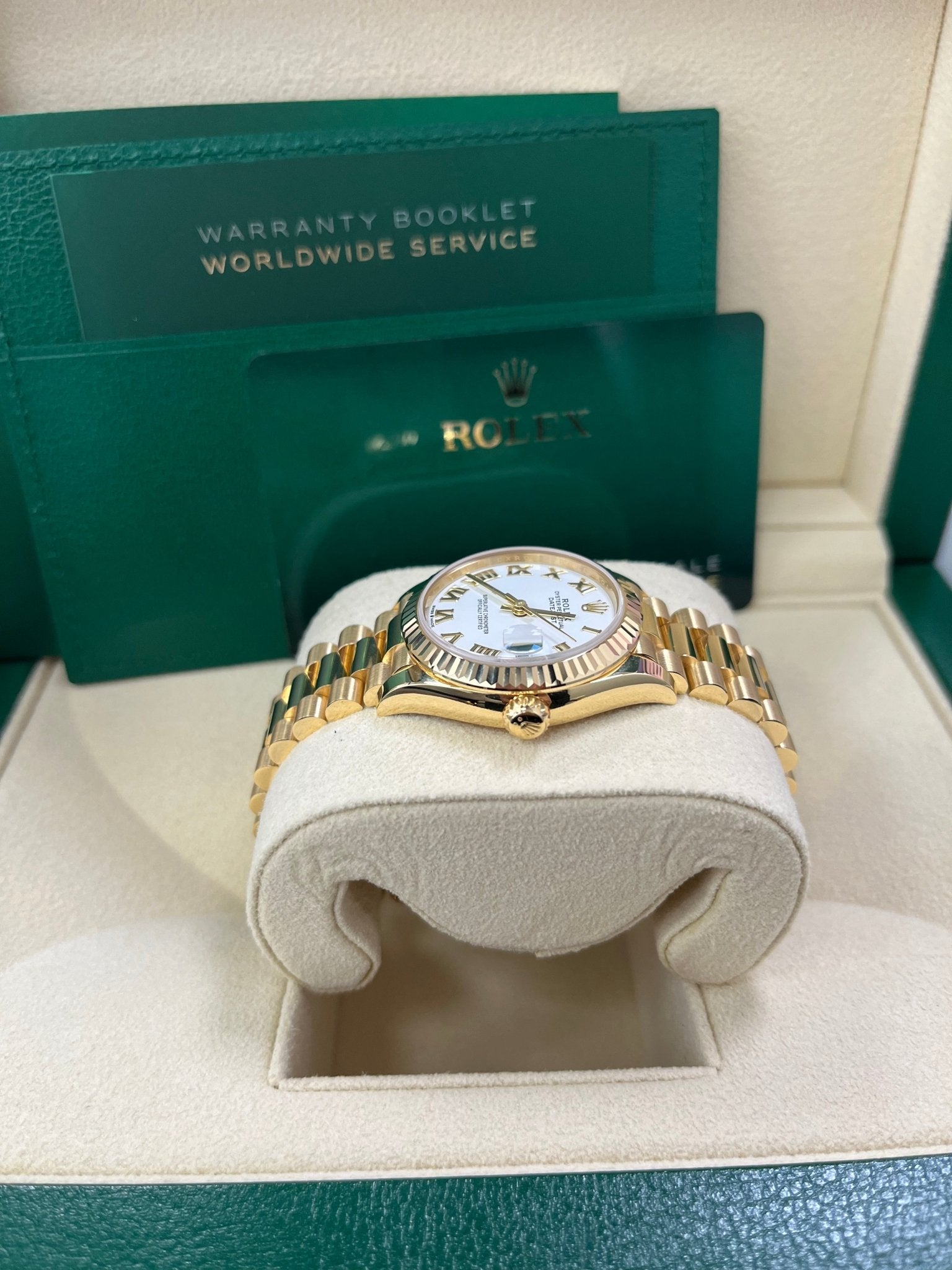 Rolex Datejust 31mm Yellow Gold 278278 White Roman Dial Ladies President Bracelet