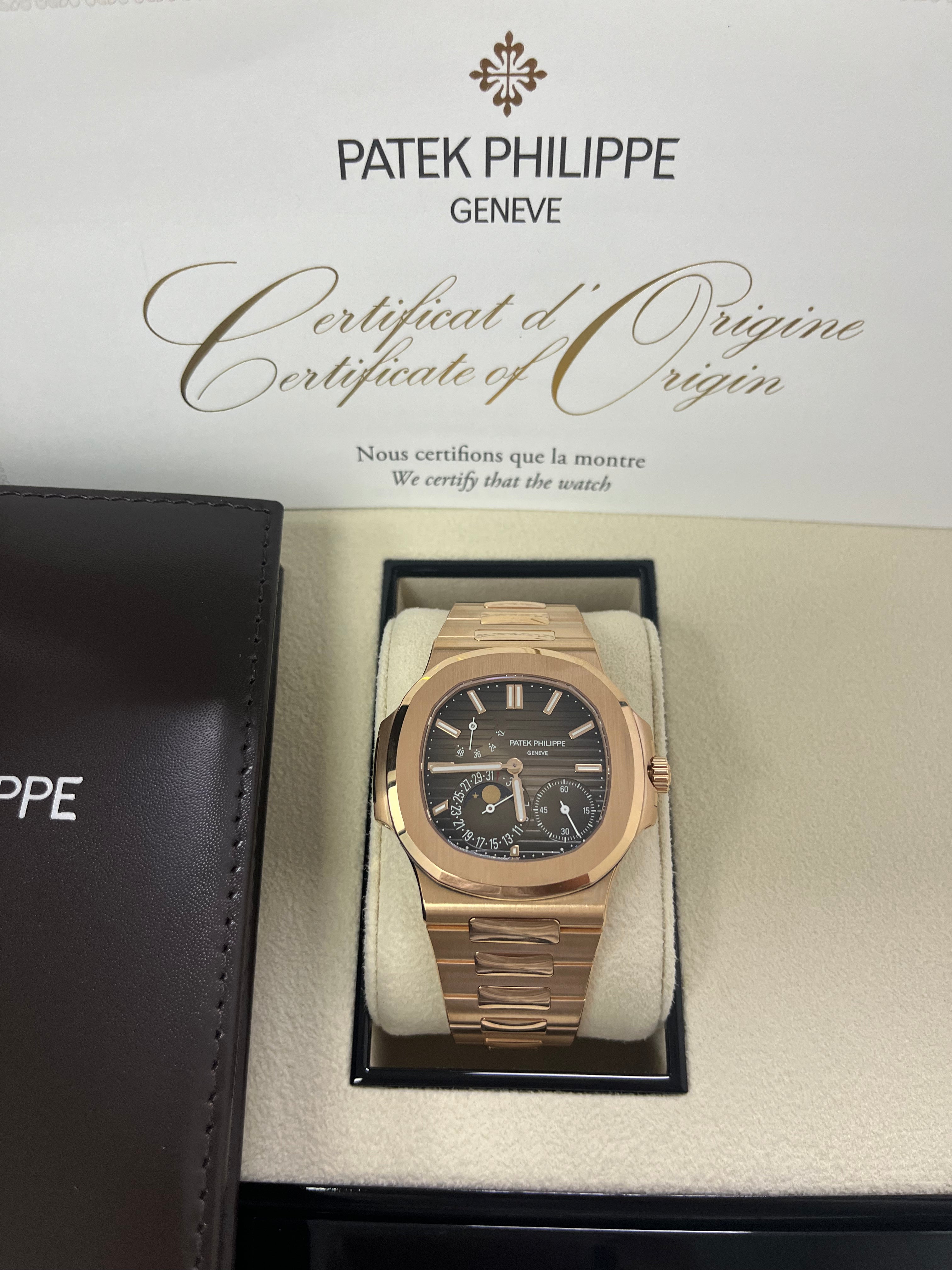 (Top version 1:1)Patek Philippe Nautilus Rose Gold 40mm Brown Black Dial 5712/1R-001