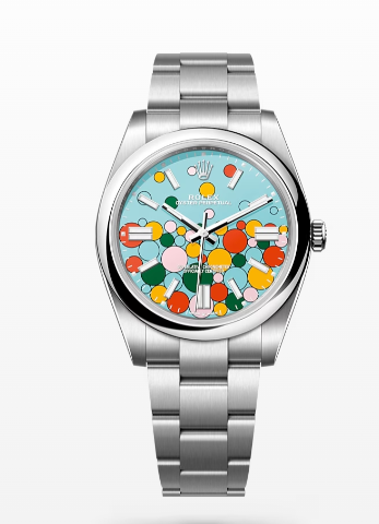Celebration Motif Dial Rolex Oyster Perpetual 41mm Turquoise Blue Dial Replica