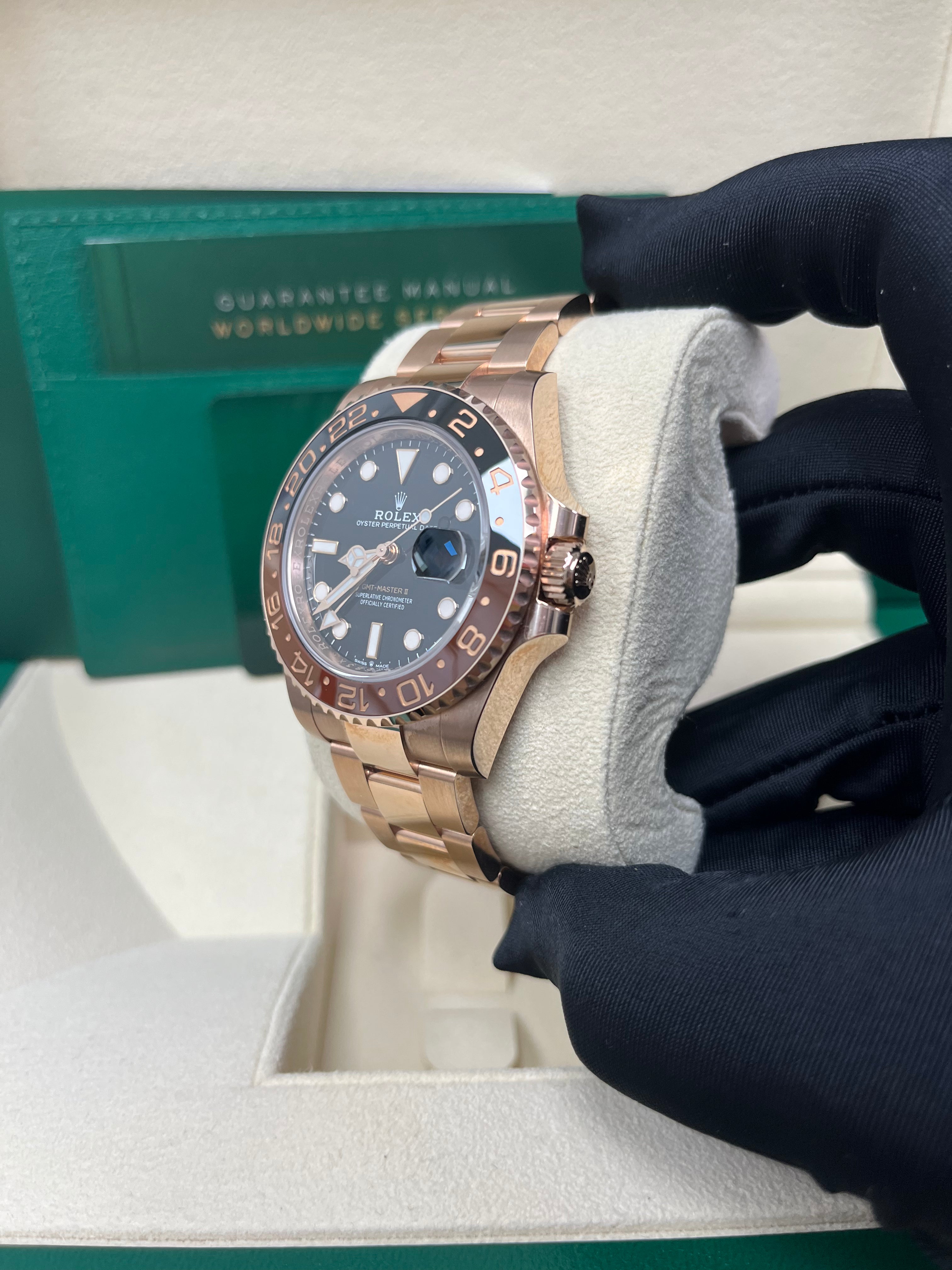 Rolex GMT-Master II 18K Everose Rose Gold - The Rootbeer- Black and Brown Bezel - Oyster Bracelet (Ref# 126715CHNR)