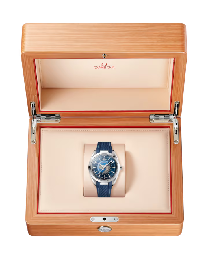 Omega Seamaster Aqua Terra World Time Automatic Chronometer Blue Dial Men's Watch