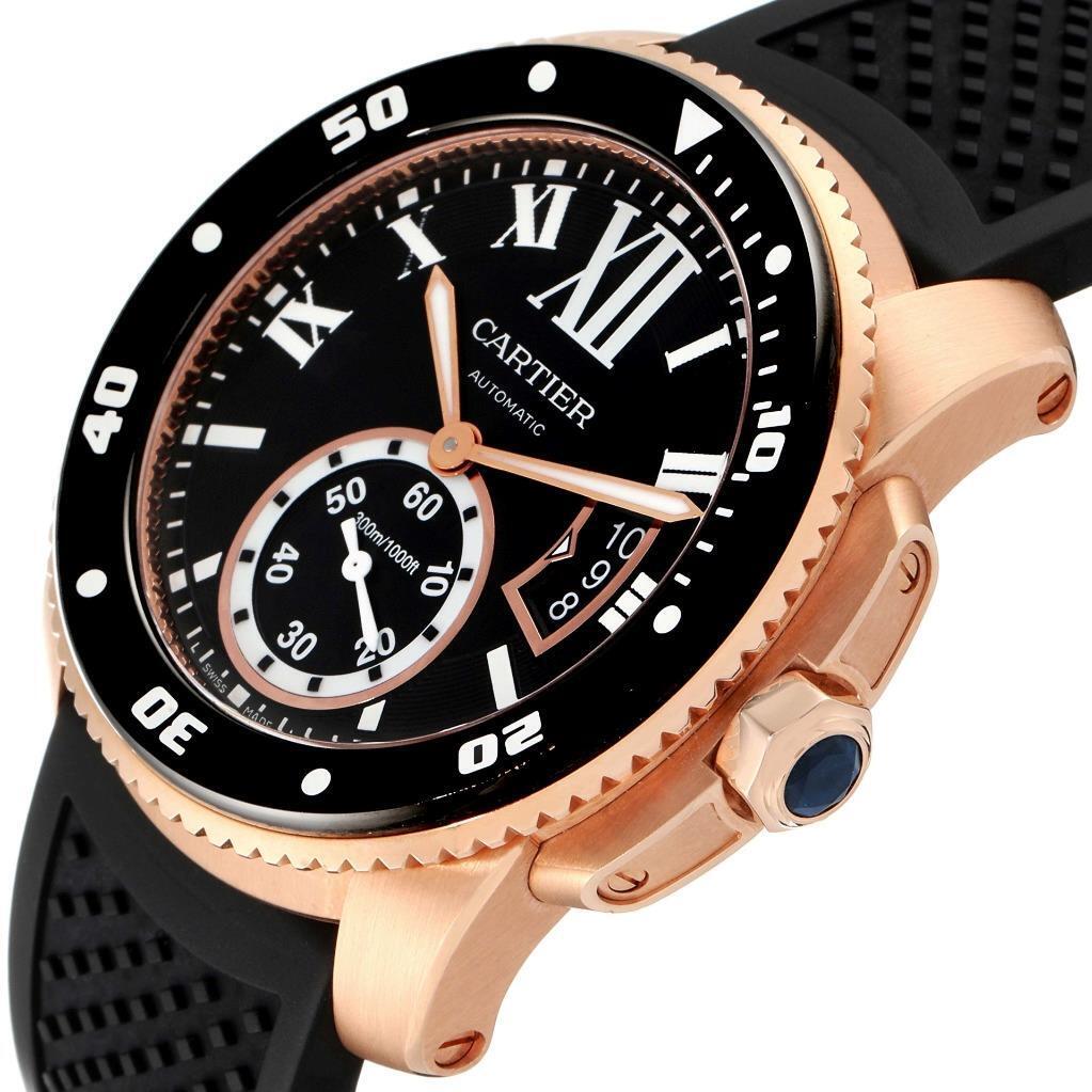 Cartier Calibre de Cartier Diver Rose Gold Black Dial W7100052