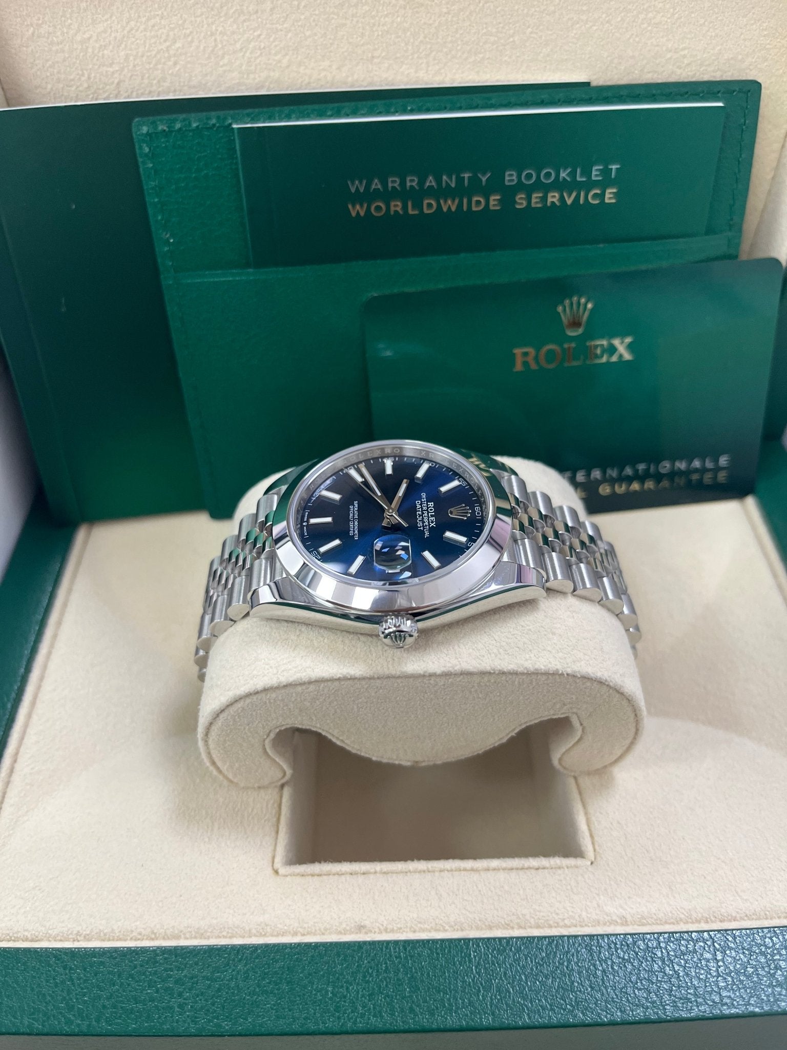 Rolex Datejust 41/ Stainless Steel/ Blue Index Dial/ Smooth Bezel/ Jubilee Bracelet (Ref# 126300)