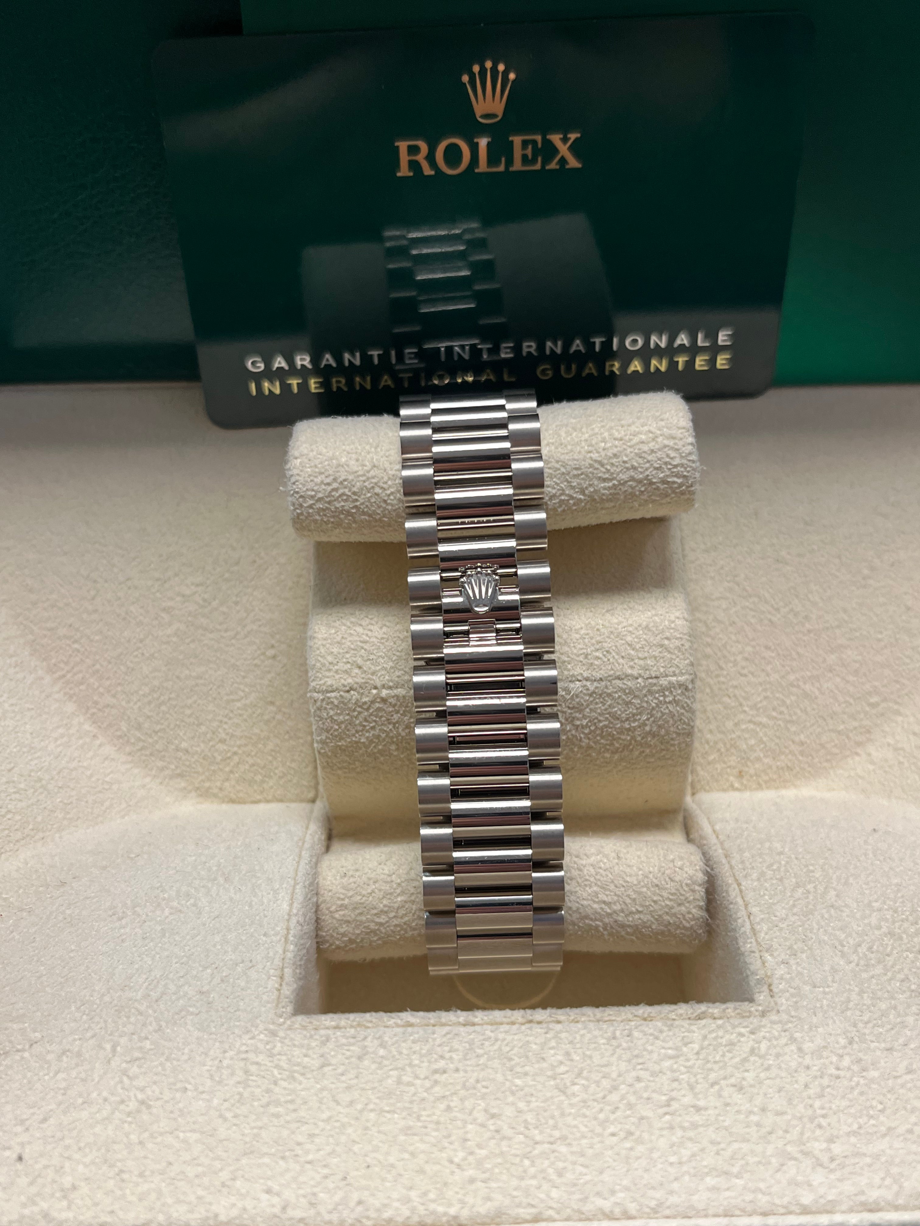 Rolex White Gold Day-Date 36 Watch - Fluted Bezel - Blue Ombre�� Diamond Dial - President Bracelet (Ref # 128239)