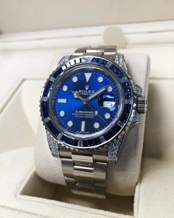Rolex Submariner Date 116659 SABR 18k White Gold Diamonds Sapphires UNWORN