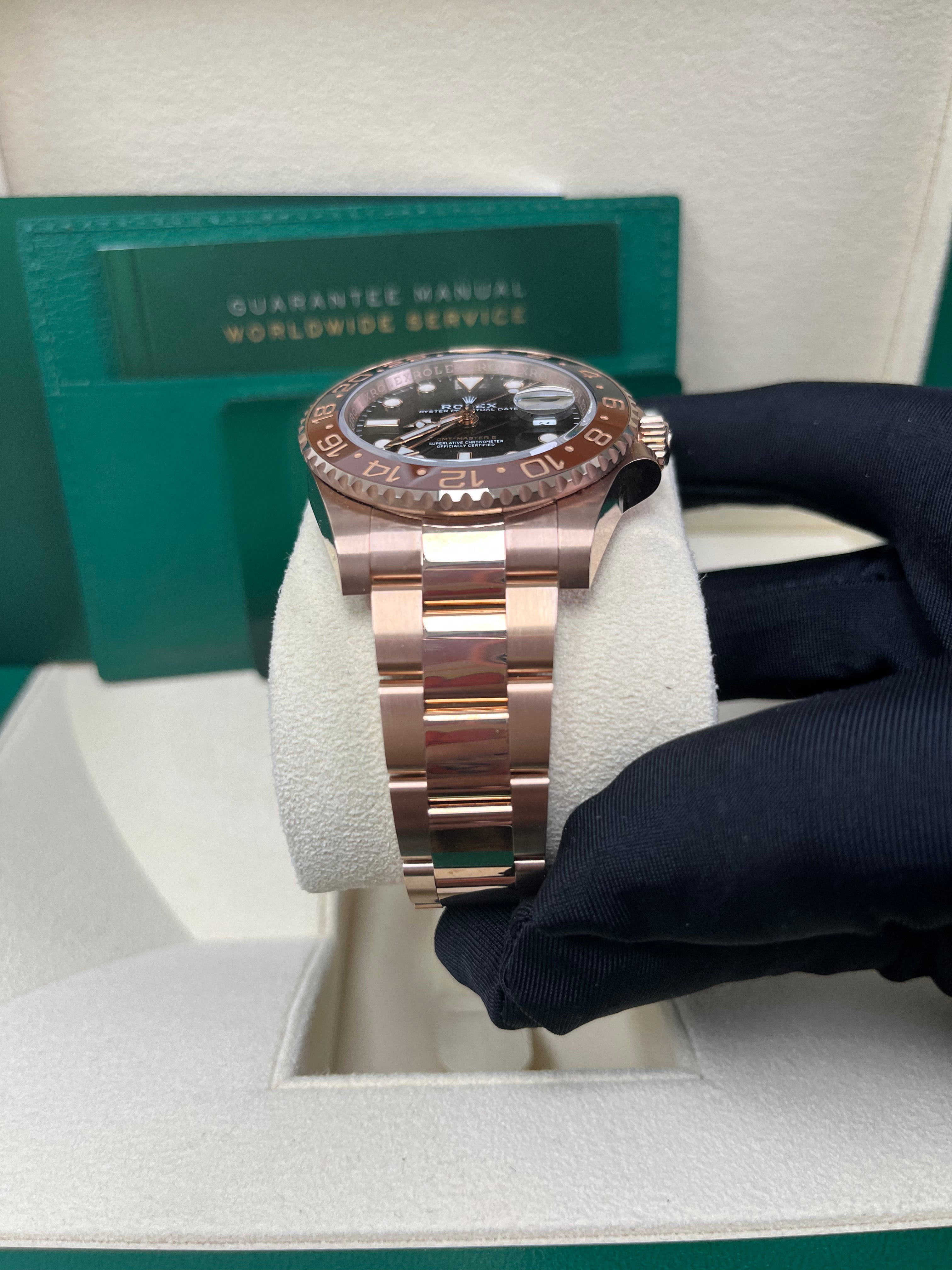 Rolex GMT-Master II 18K Everose Rose Gold - The Rootbeer- Black and Brown Bezel - Oyster Bracelet (Ref# 126715CHNR)