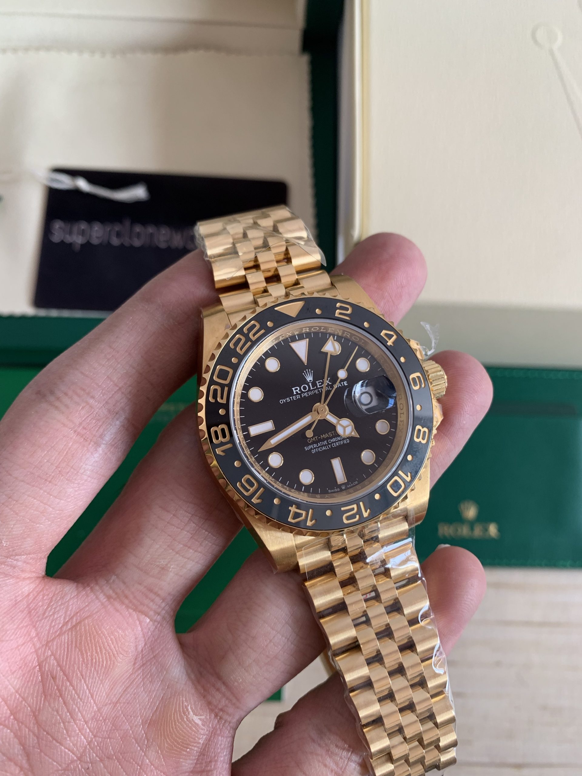 Rolex GMT Master 2 Gold Jubilee 126718GRNR Replica 3285 Clone Movement