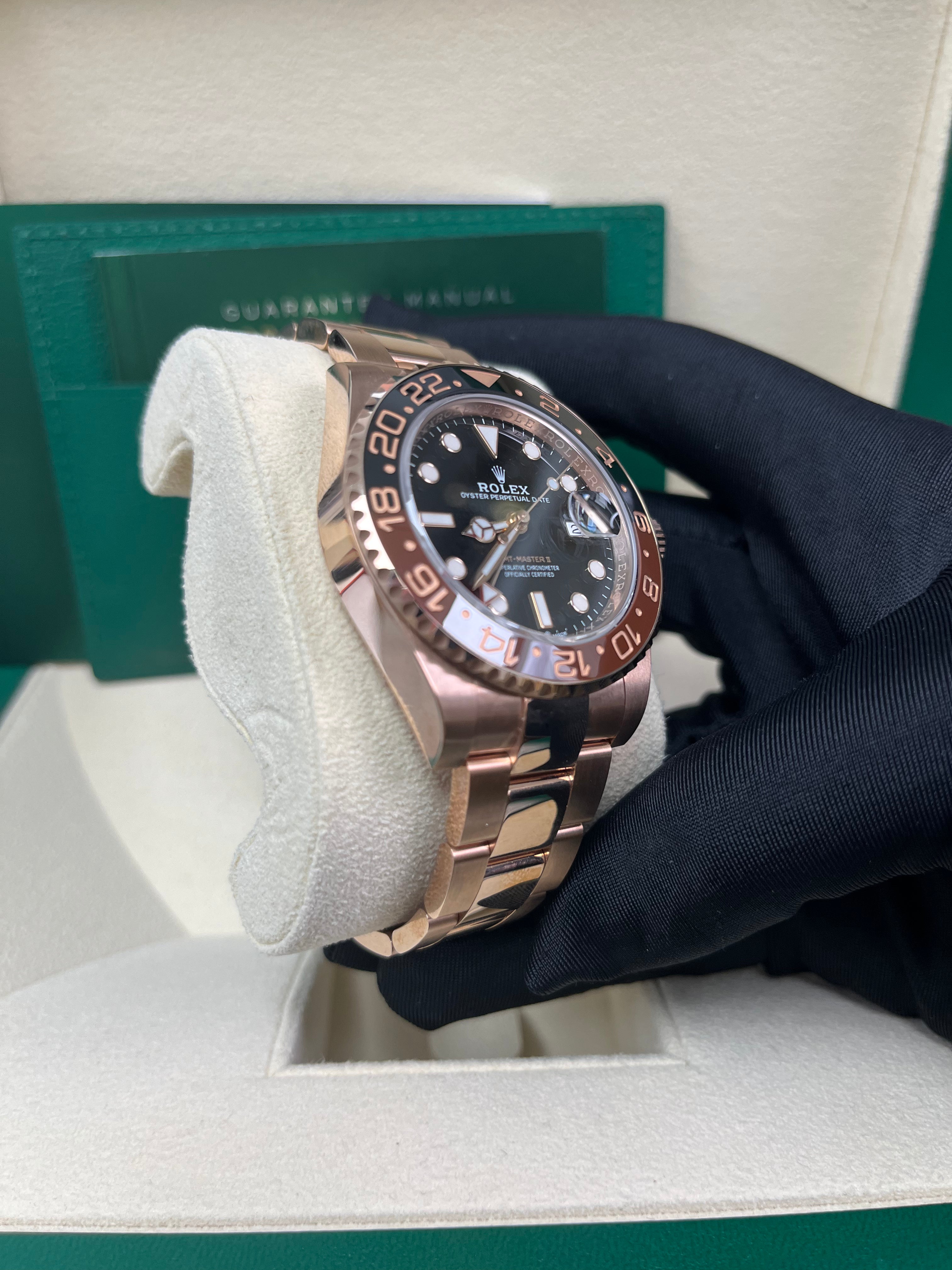 Rolex GMT-Master II 18K Everose Rose Gold - The Rootbeer- Black and Brown Bezel - Oyster Bracelet (Ref# 126715CHNR)