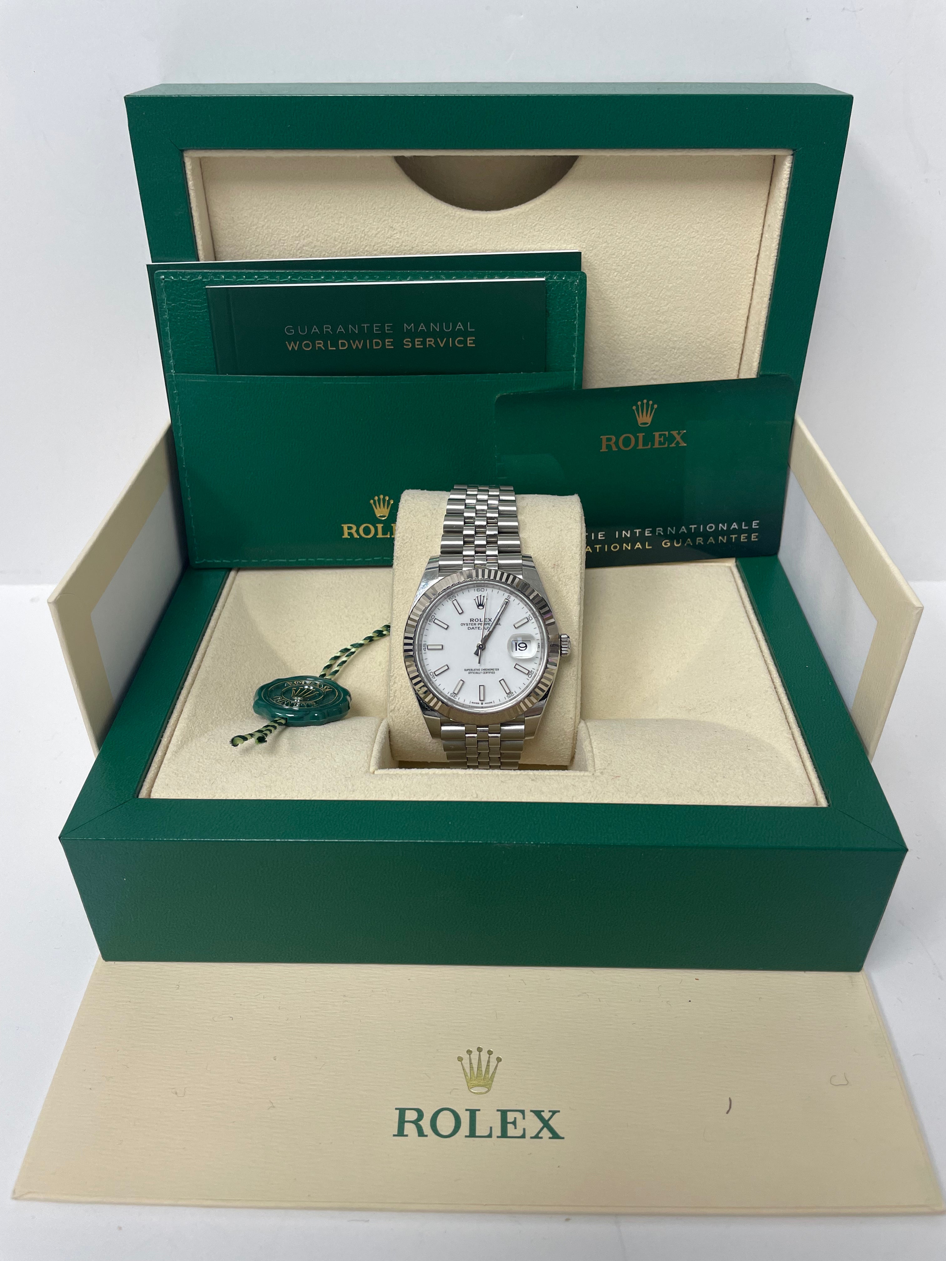 Rolex Datejust 41/ Stainless Steel & White Gold/ White Index Dial/ Fluted Bezel/ Jubilee Bracelet (Ref# 126334)
