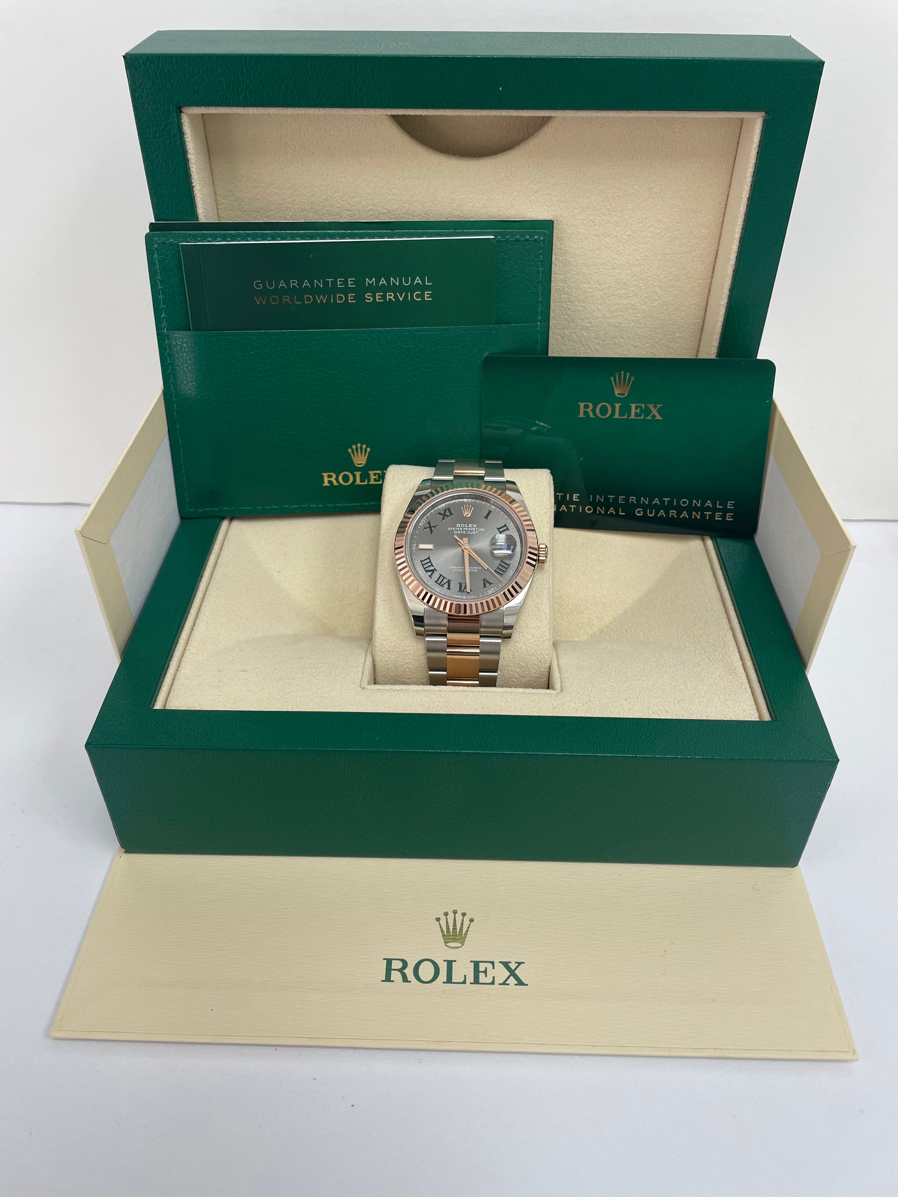 Rolex Steel and Rose Gold Datejust 41mm - Fluted Bezel - Slate Gray Wimbledon Roman Dial (Reference #126331)