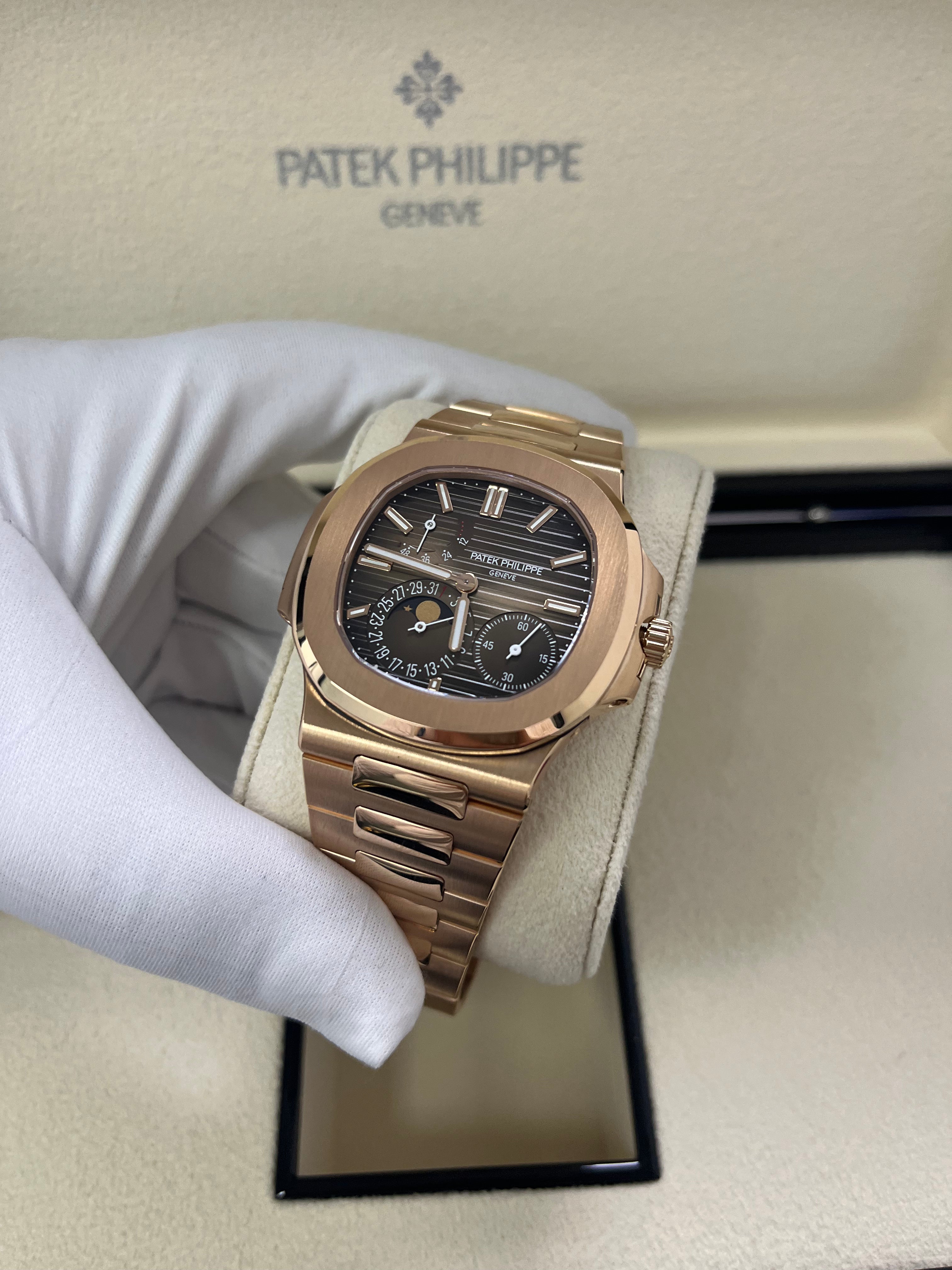 (Top version 1:1)Patek Philippe Nautilus Rose Gold 40mm Brown Black Dial 5712/1R-001