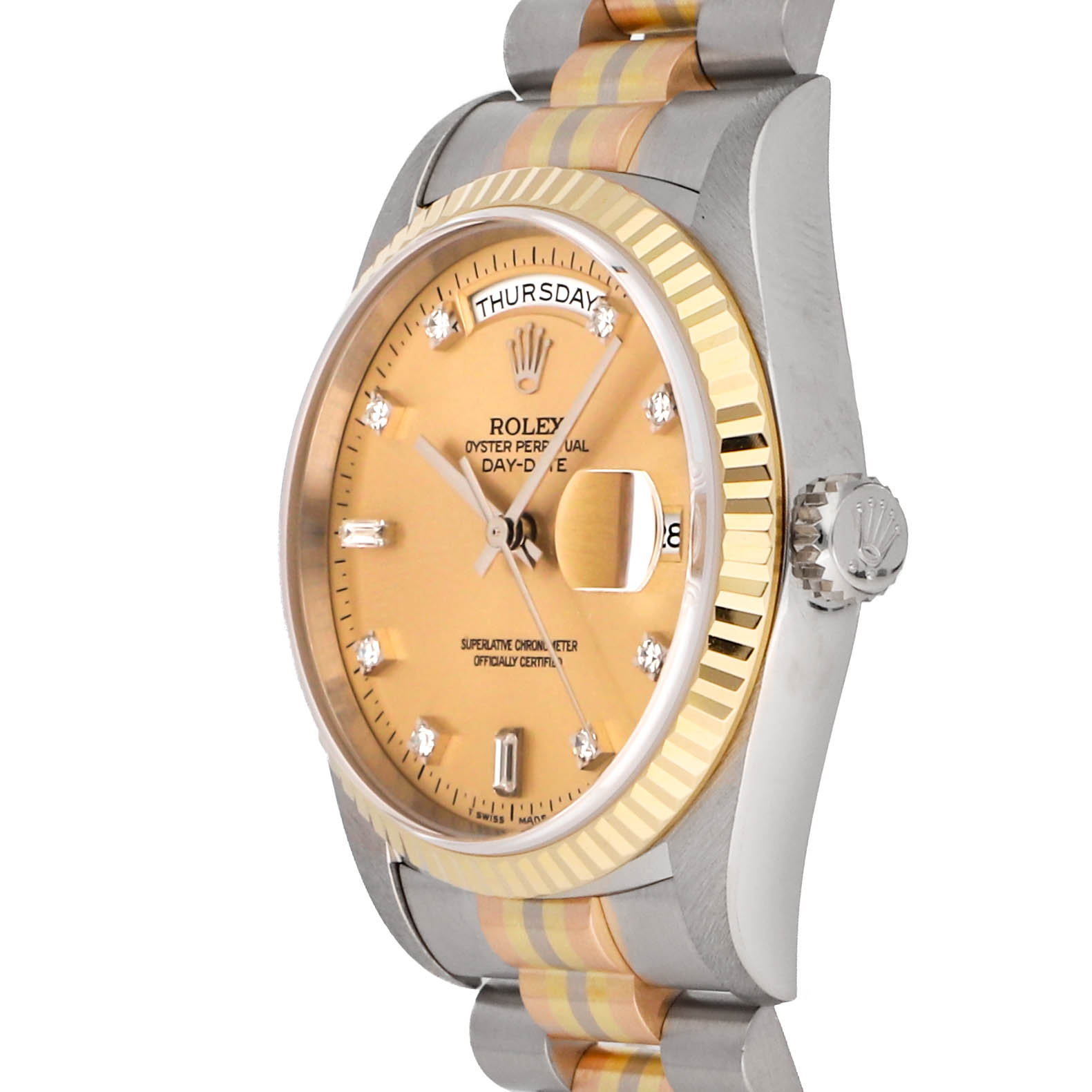 Rolex Super Clone Watch : Day-Date Tridor WG/ 18239B CHP DIA TRI