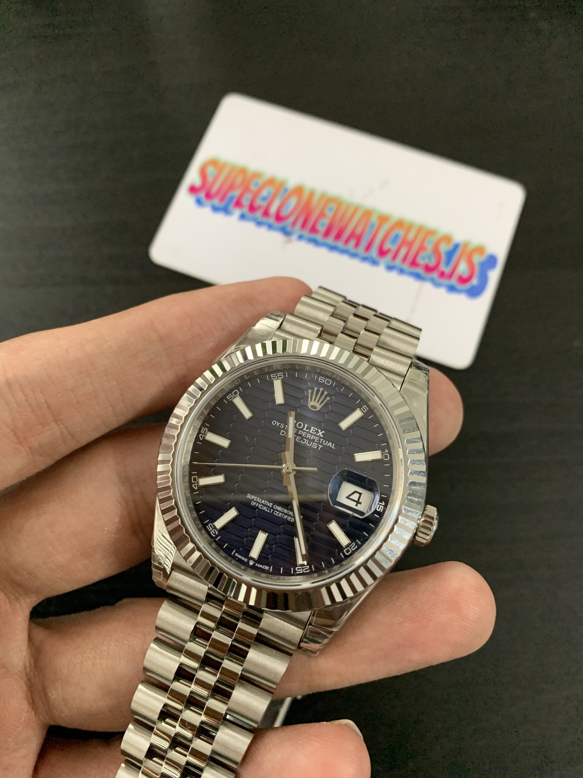 Rolex Datejust 41 Blue Motif Dial 3235 Swiss Movement Replica